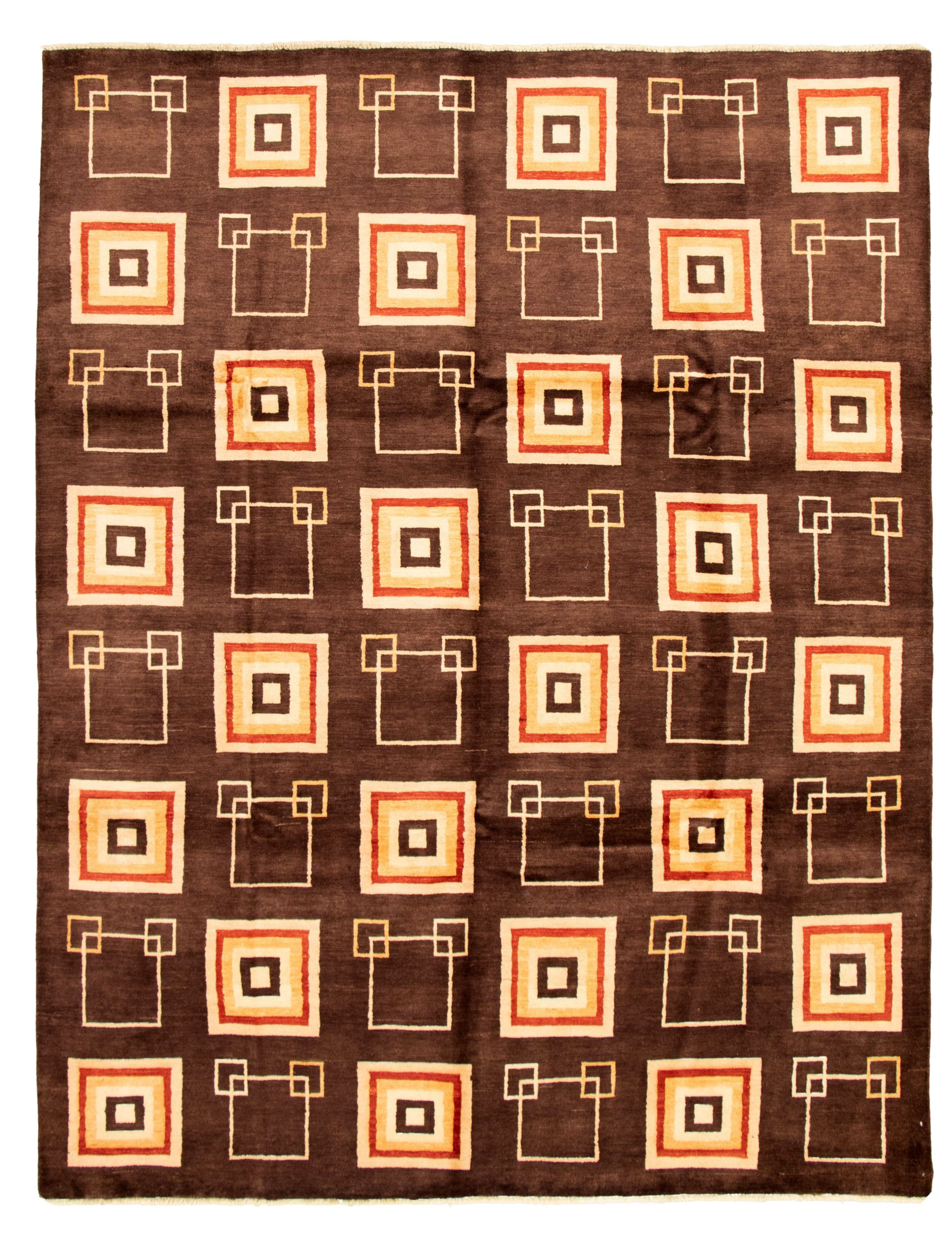 Hand-knotted Peshawar Ziegler Dark Brown Wool Rug 8'0" x 10'5" Size: 8'0" x 10'5"  