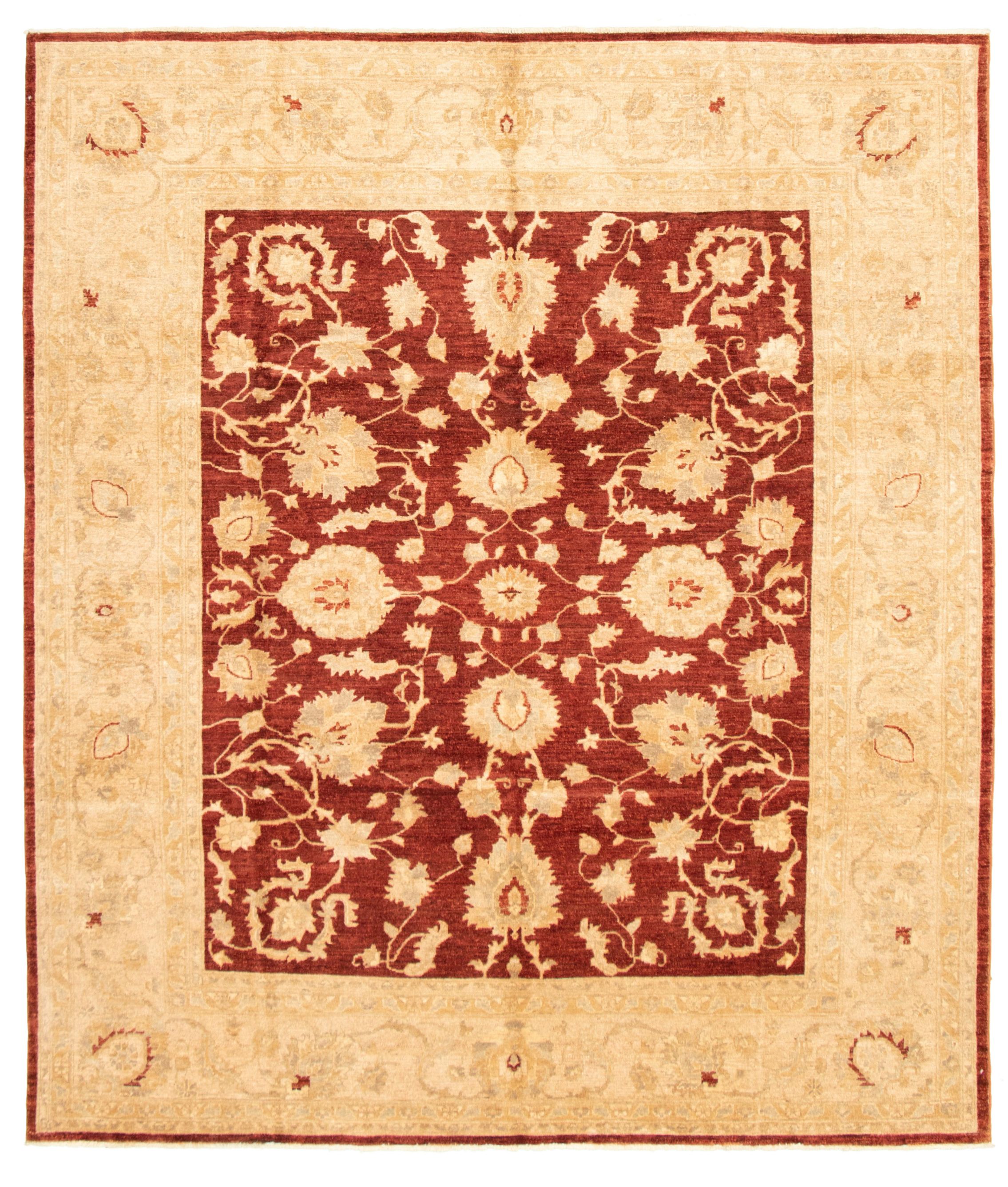 Hand-knotted Chobi Finest Dark Red Wool Rug 8'3" x 9'10" Size: 8'3" x 9'10"  