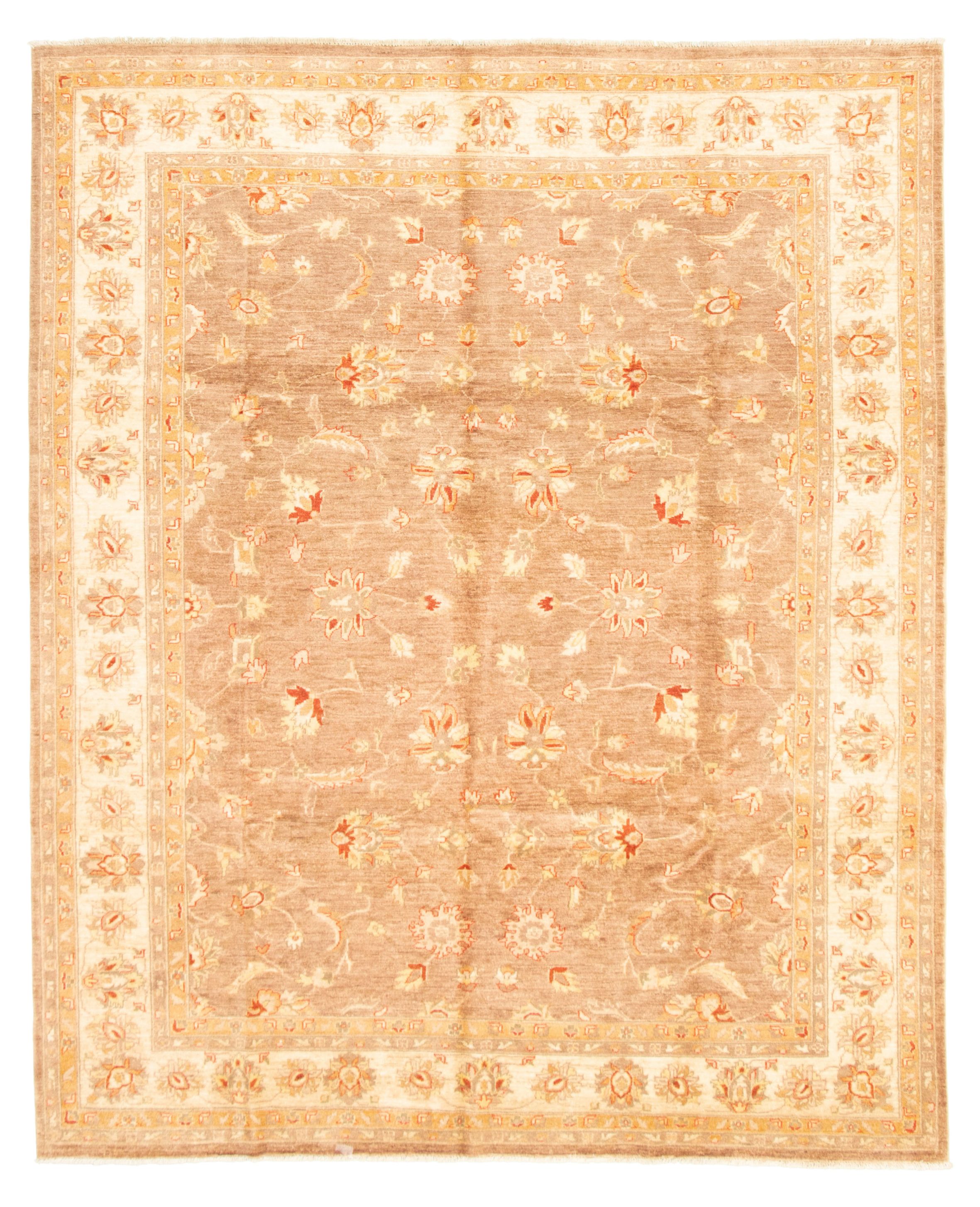Hand-knotted Peshawar Oushak Brown Wool Rug 8'0" x 9'10" Size: 8'0" x 9'10"  