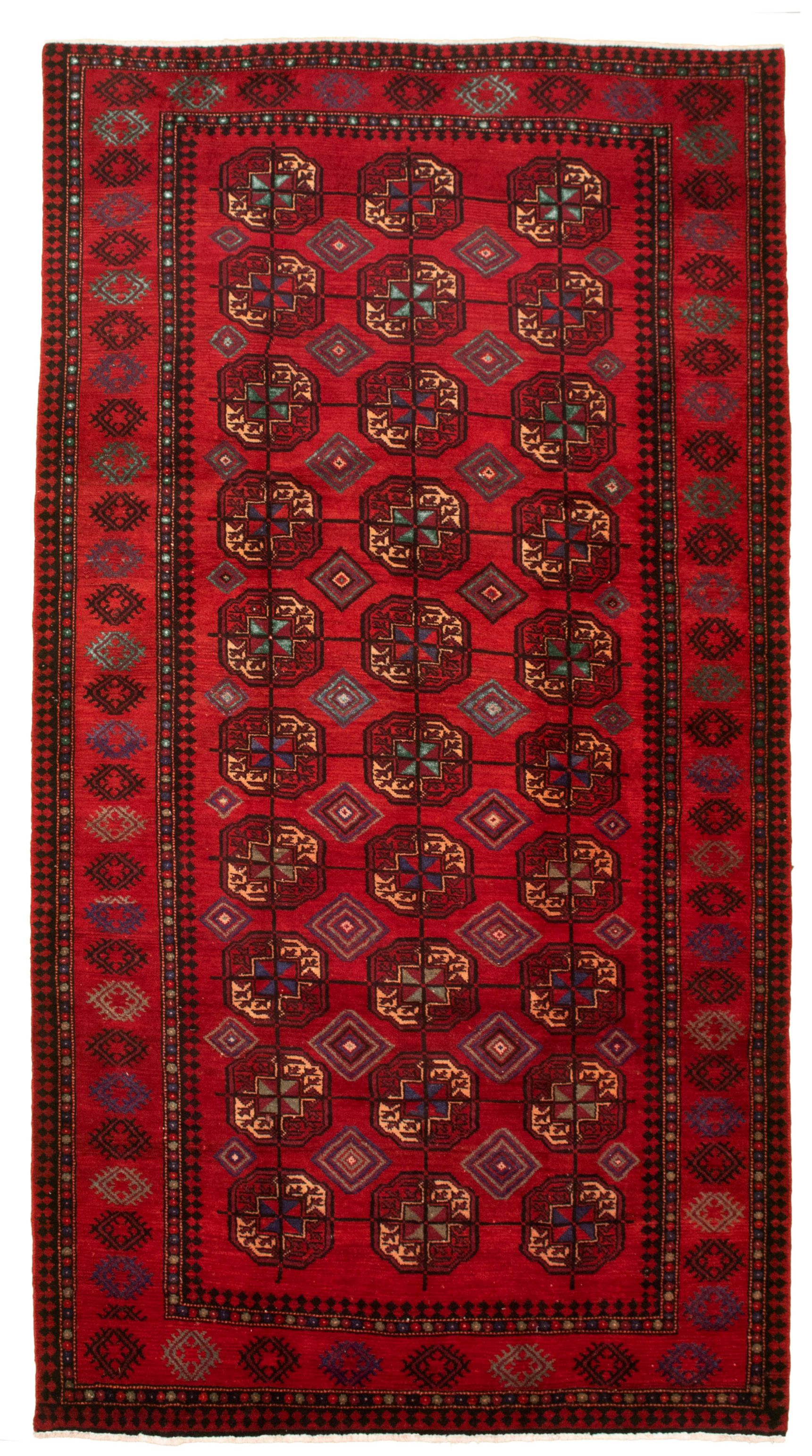 Hand-knotted Authentic Turkish Red Wool Rug 4'11" x 9'8"  Size: 4'11" x 9'8"  
