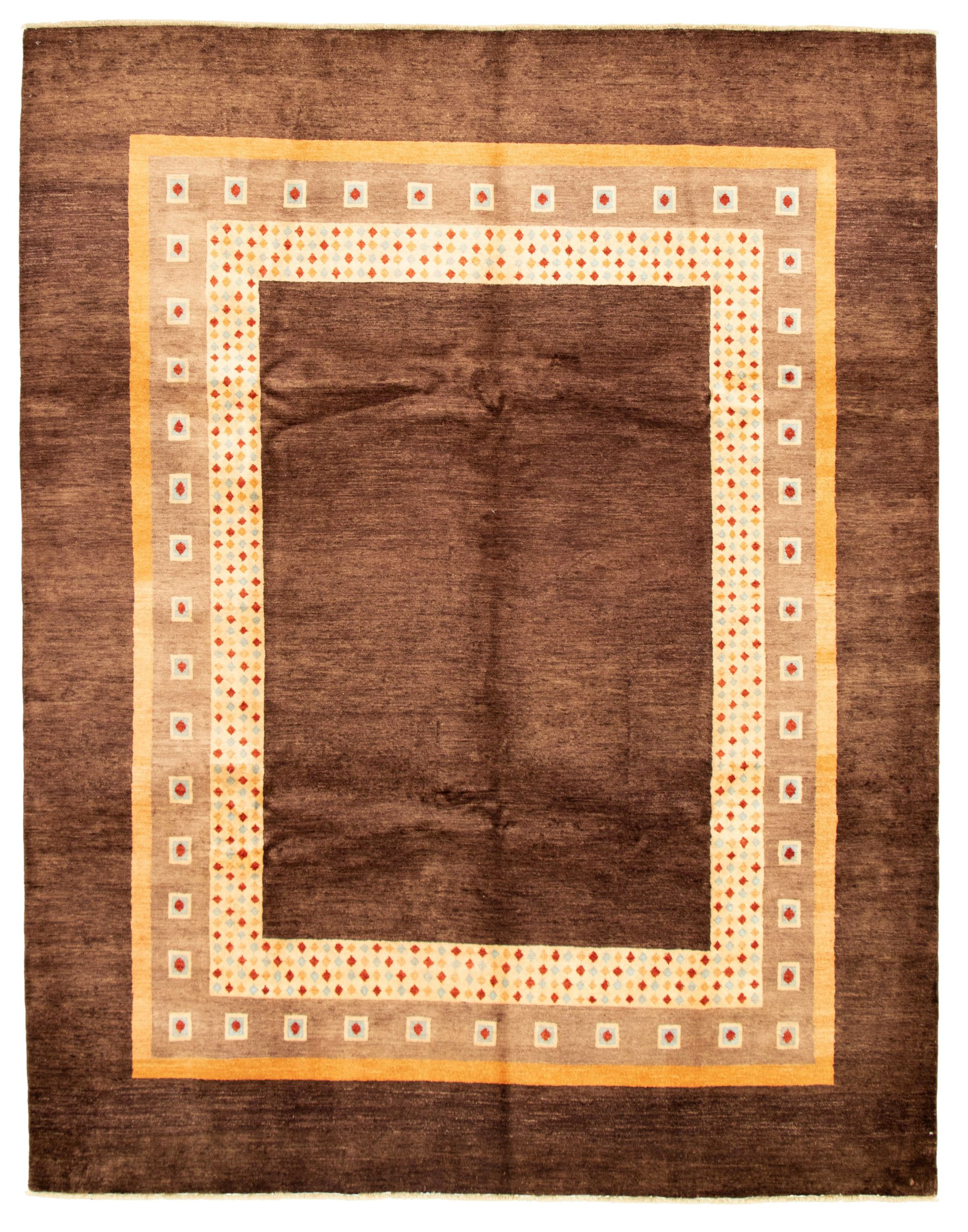 Hand-knotted Peshawar Ziegler Dark Brown Wool Rug 8'0" x 10'3" Size: 8'0" x 10'3"  