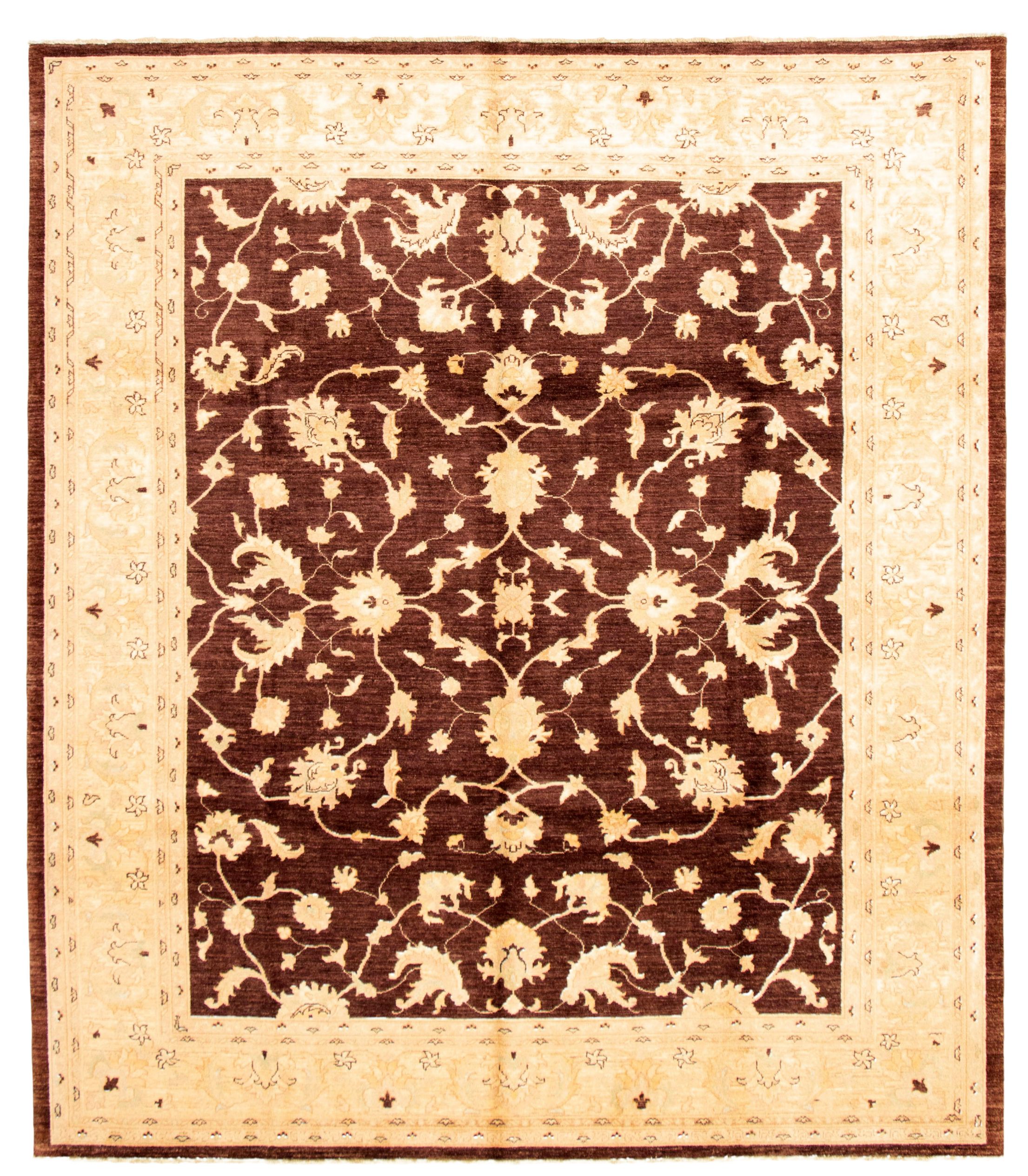 Hand-knotted Peshawar Oushak Dark Brown Wool Rug 8'3" x 9'8" Size: 8'3" x 9'8"  