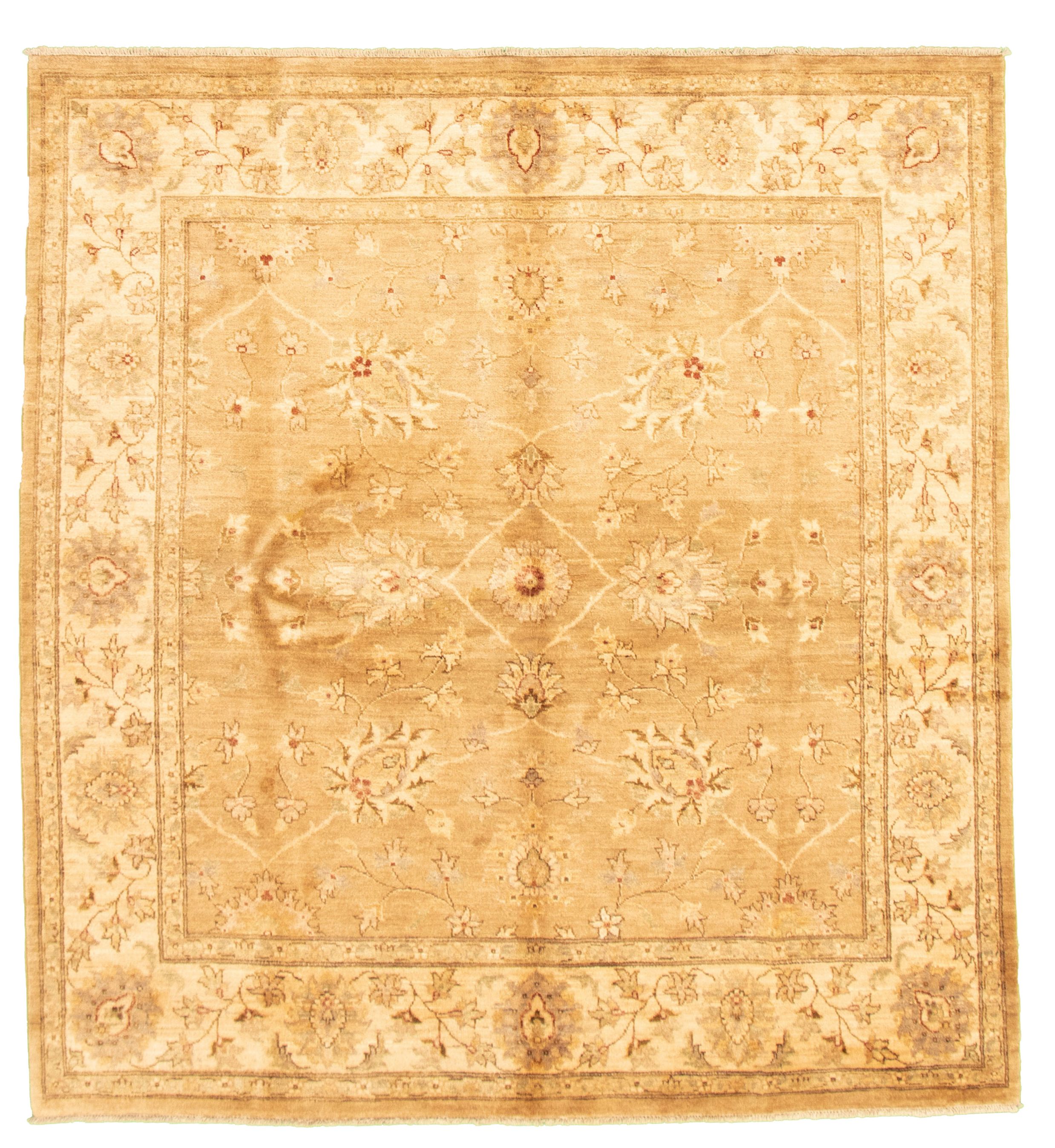 Hand-knotted Chobi Finest Tan Wool Rug 6'9" x 7'2" Size: 6'9" x 7'2"  