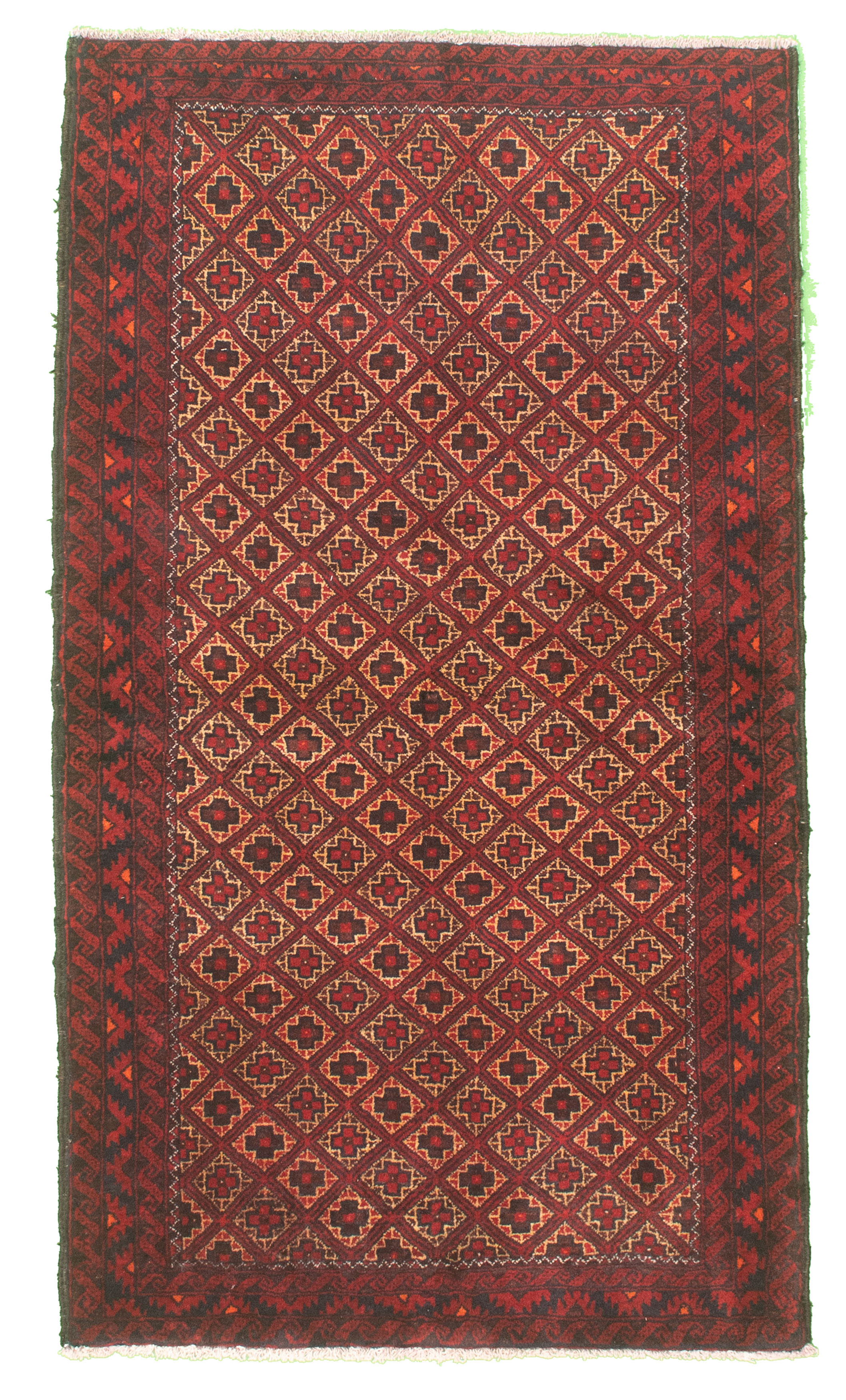 Hand-knotted Authentic Turkish Dark Red Wool Rug 3'5" x 6'8" Size: 3'5" x 6'8"  