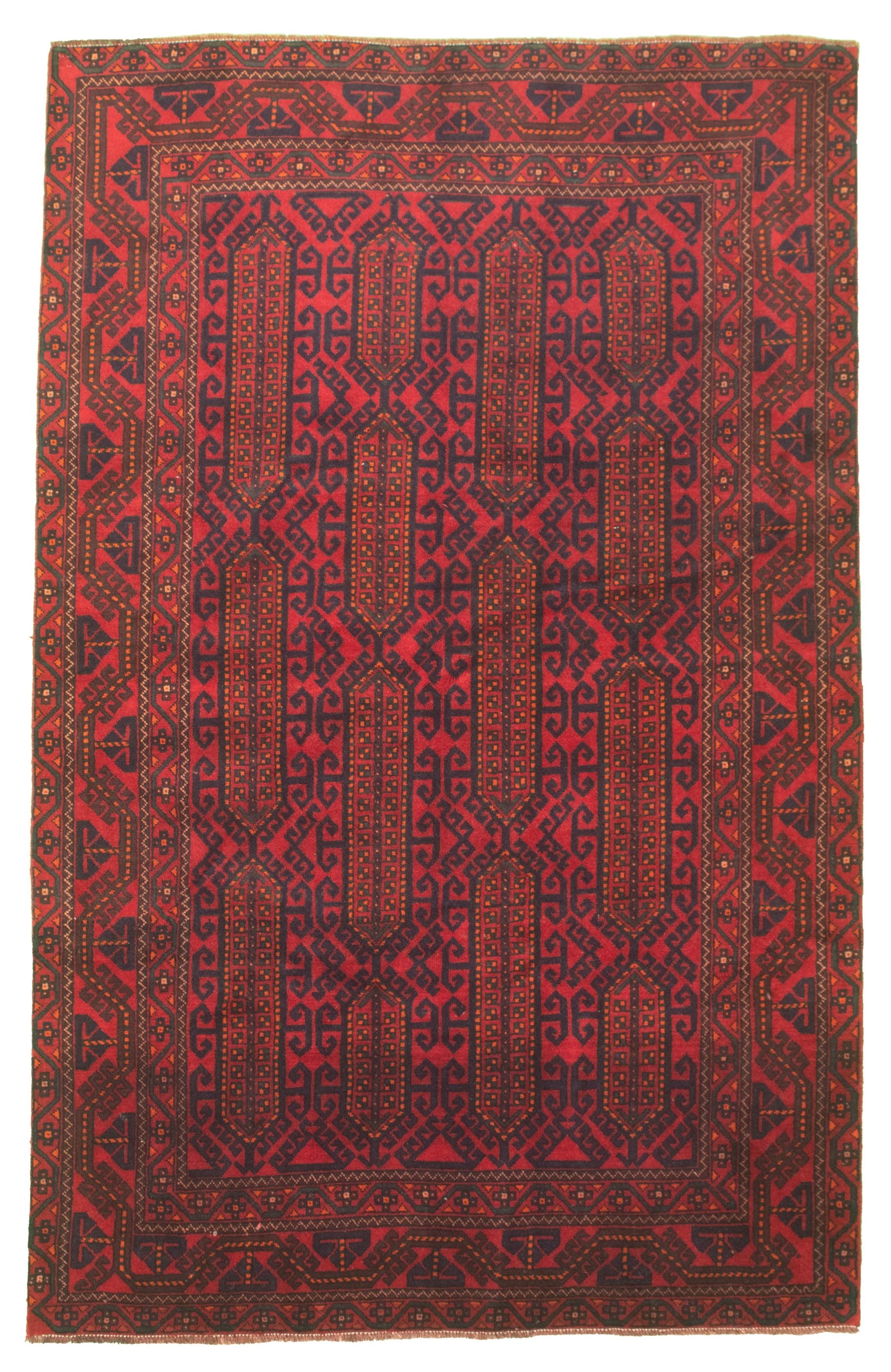 Hand-knotted Authentic Turkish Red Wool Rug 5'7" x 9'2" Size: 5'7" x 9'2"  