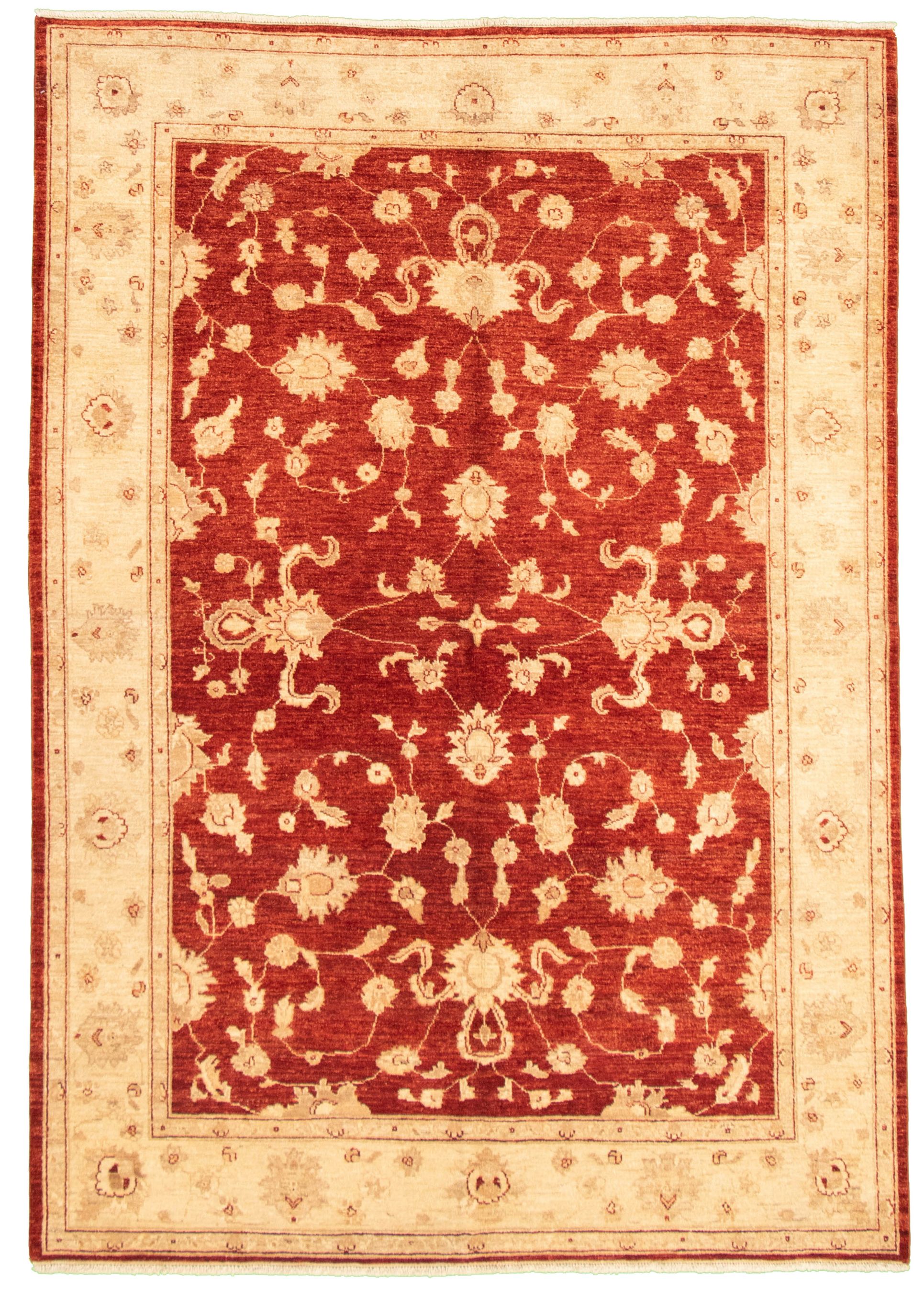 Hand-knotted Chobi Finest Red Wool Rug 6'0" x 8'10"  Size: 6'0" x 8'10"  