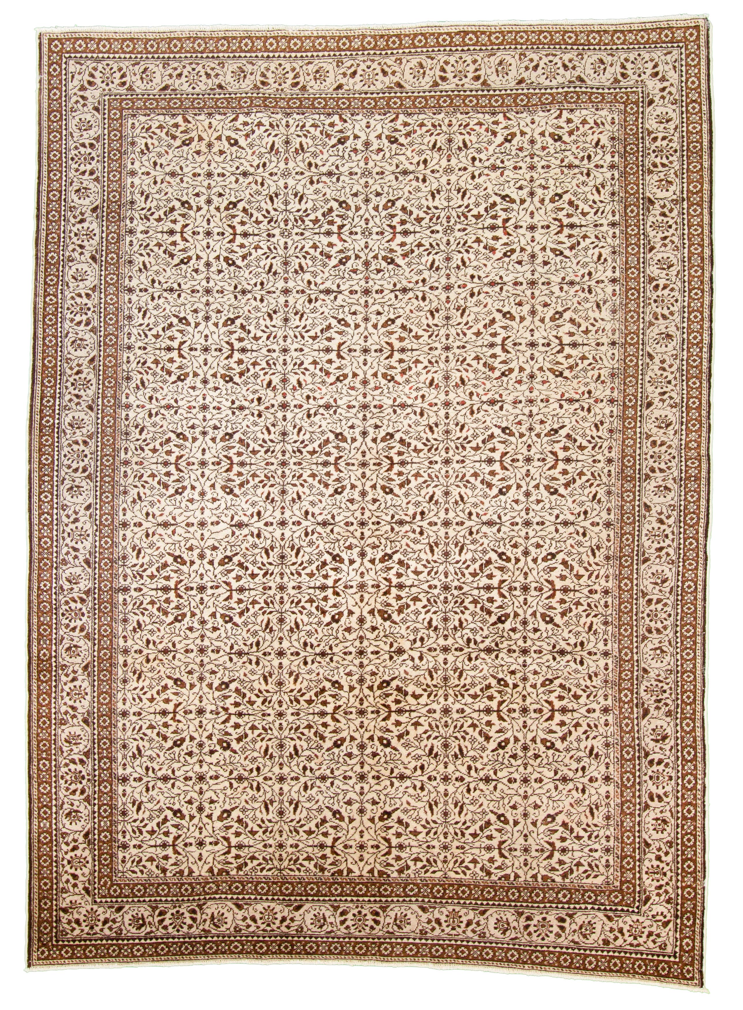 Hand-knotted Keisari Vintage Brown, Ivory  Rug 6'8" x 9'5" Size: 6'8" x 9'5"  