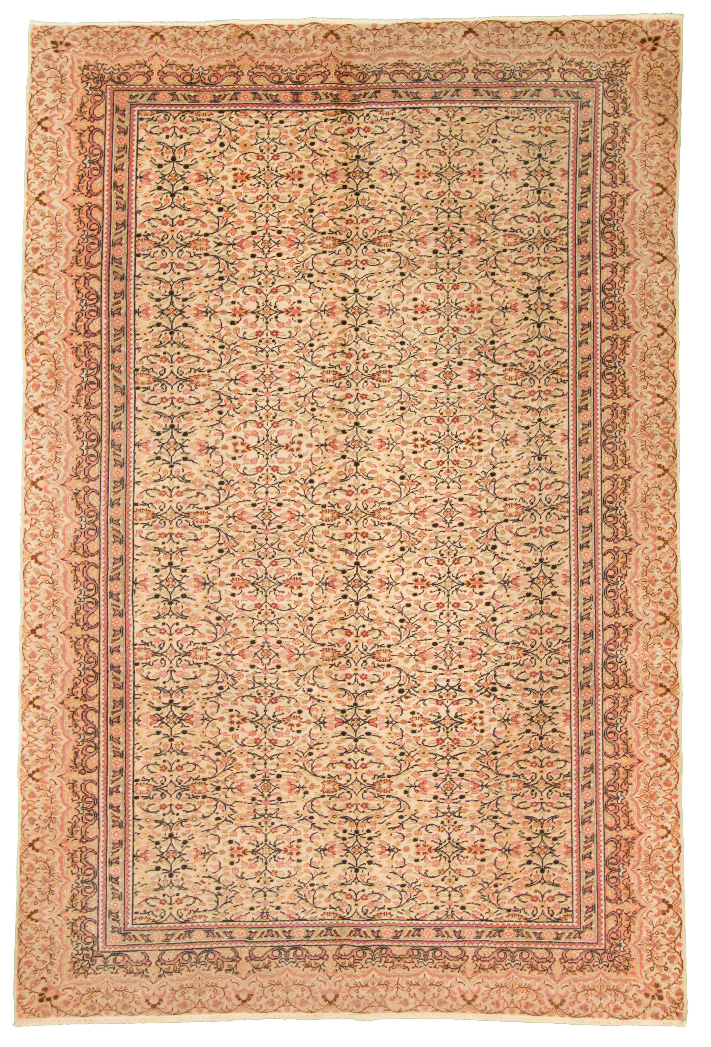 Hand-knotted Keisari Vintage Green, Ivory  Rug 6'5" x 9'9" Size: 6'5" x 9'9"  