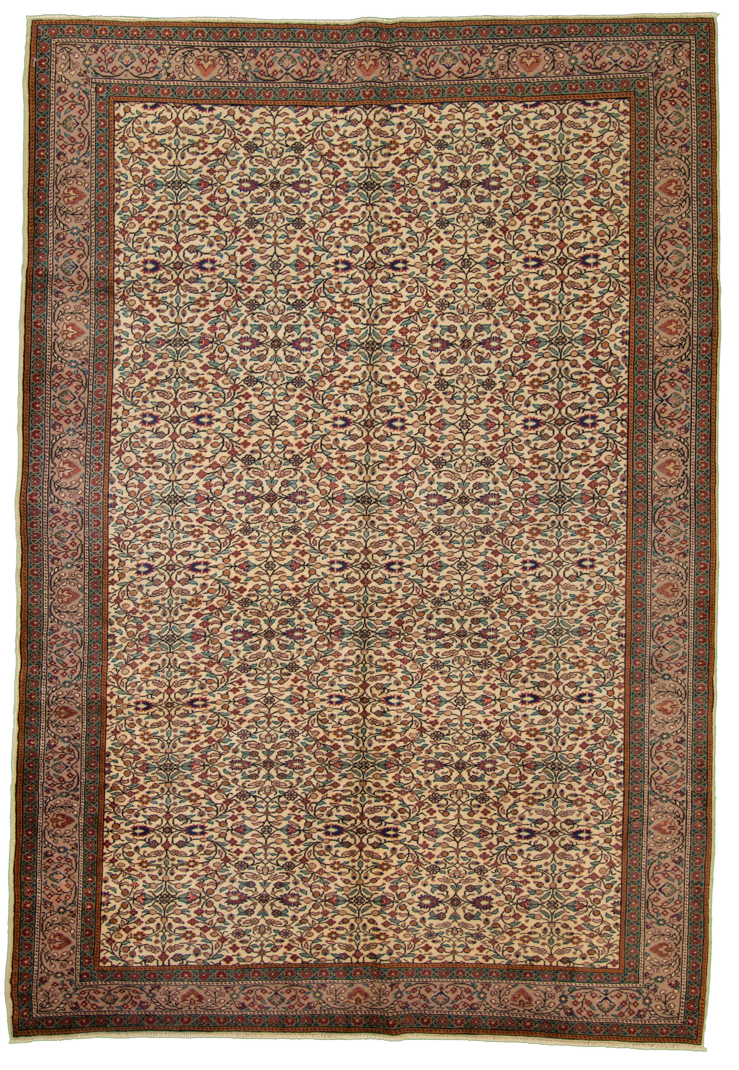 Hand-knotted Keisari Vintage Brown, Ivory  Rug 6'7" x 9'9" Size: 6'7" x 9'9"  