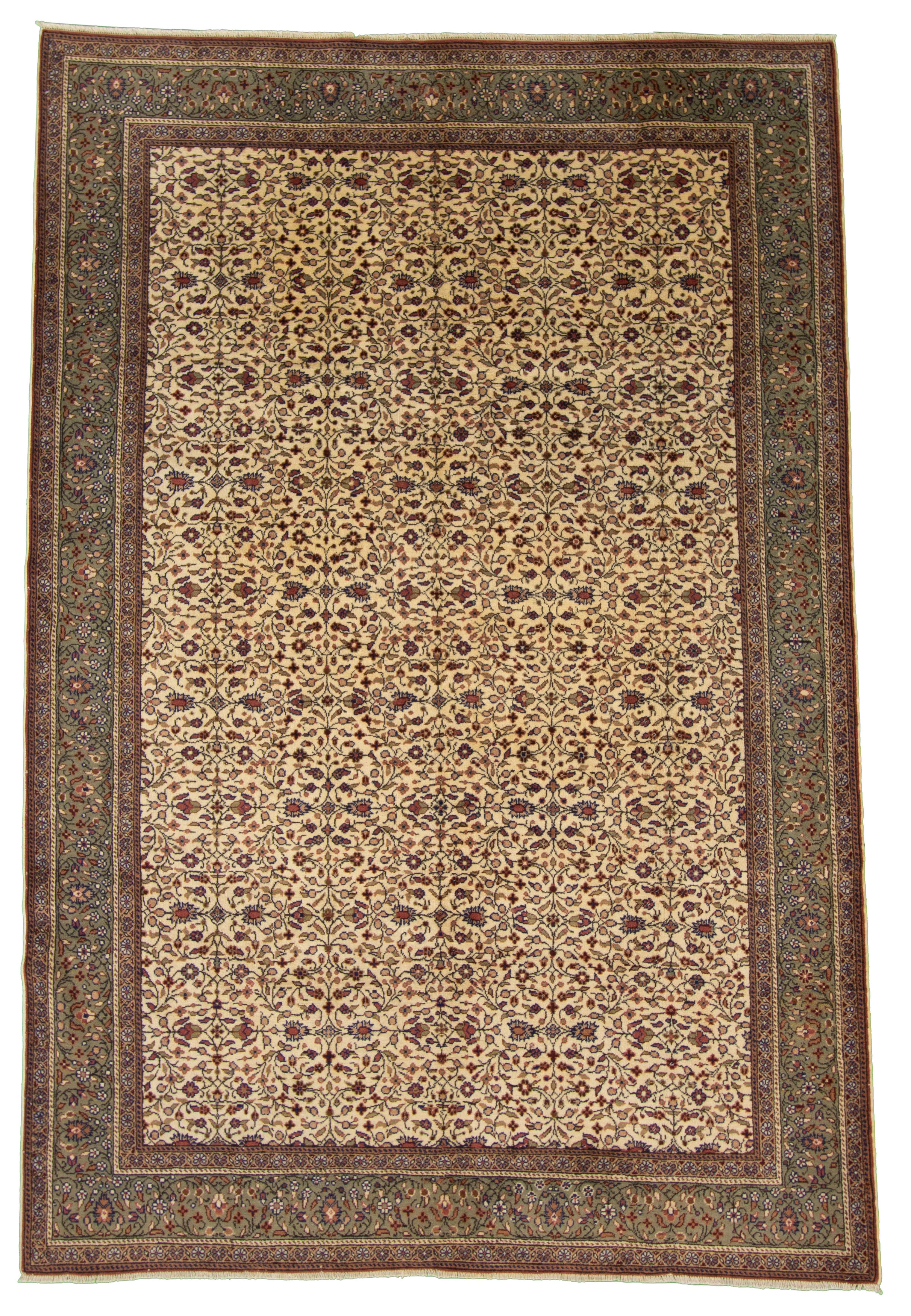 Hand-knotted Keisari Vintage Green, Ivory  Rug 6'6" x 9'4" Size: 6'6" x 9'4"  