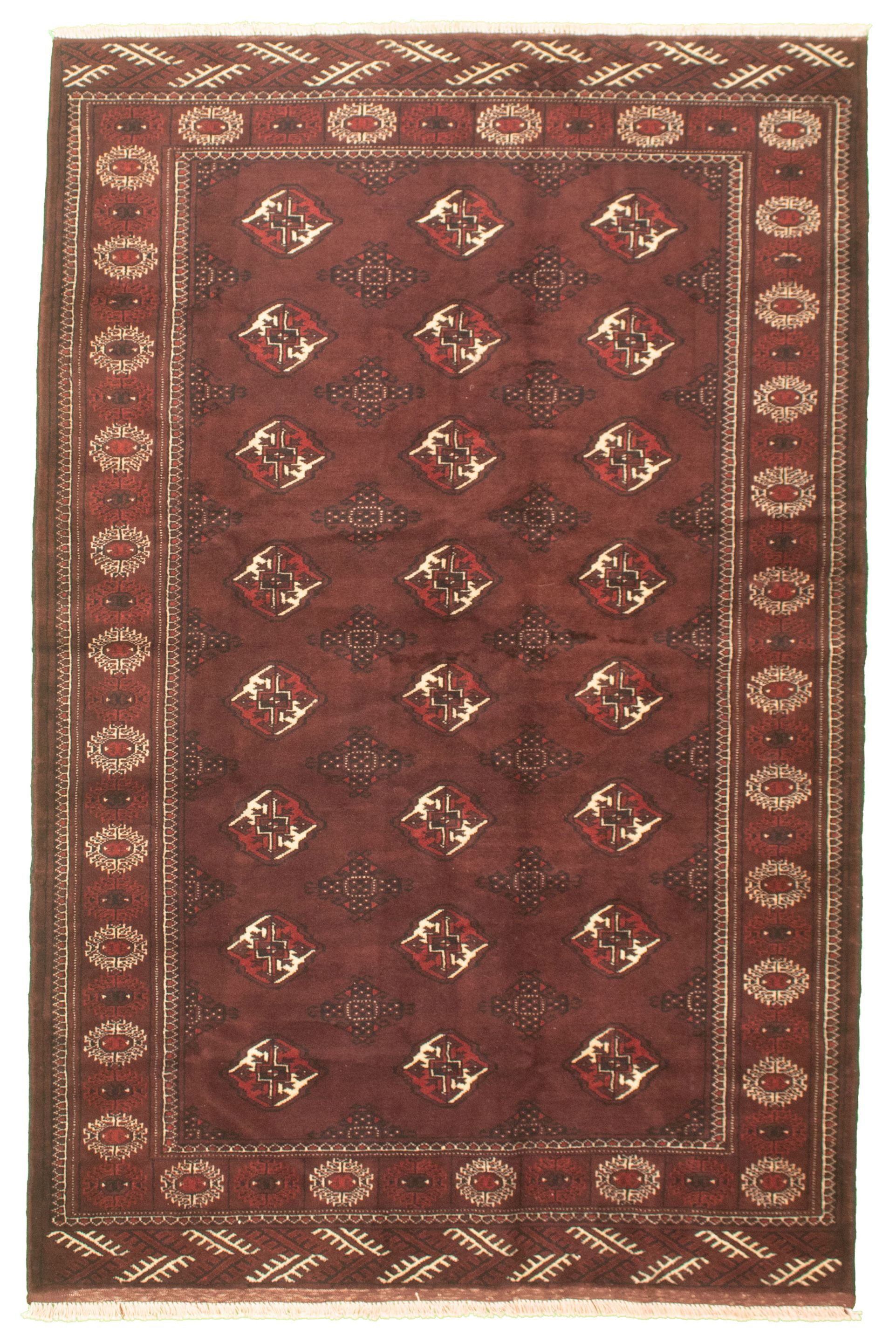 Hand-knotted Shiravan Bokhara Dark Burgundy Wool Rug 4'9" x 7'9" Size: 4'9" x 7'9"  