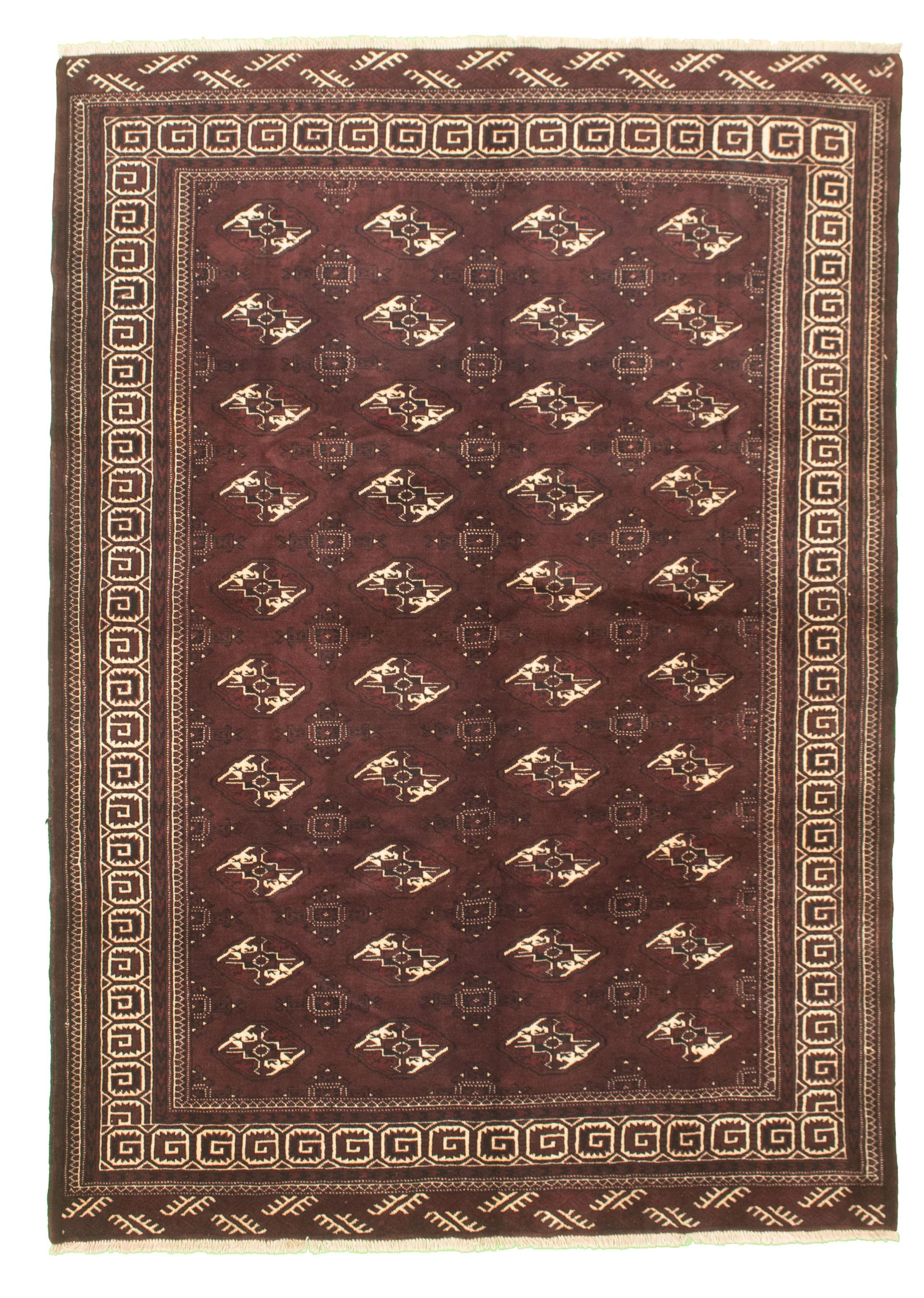Hand-knotted Shiravan Bokhara Dark Brown Wool Rug 6'6" x 8'10" Size: 6'6" x 8'10"  