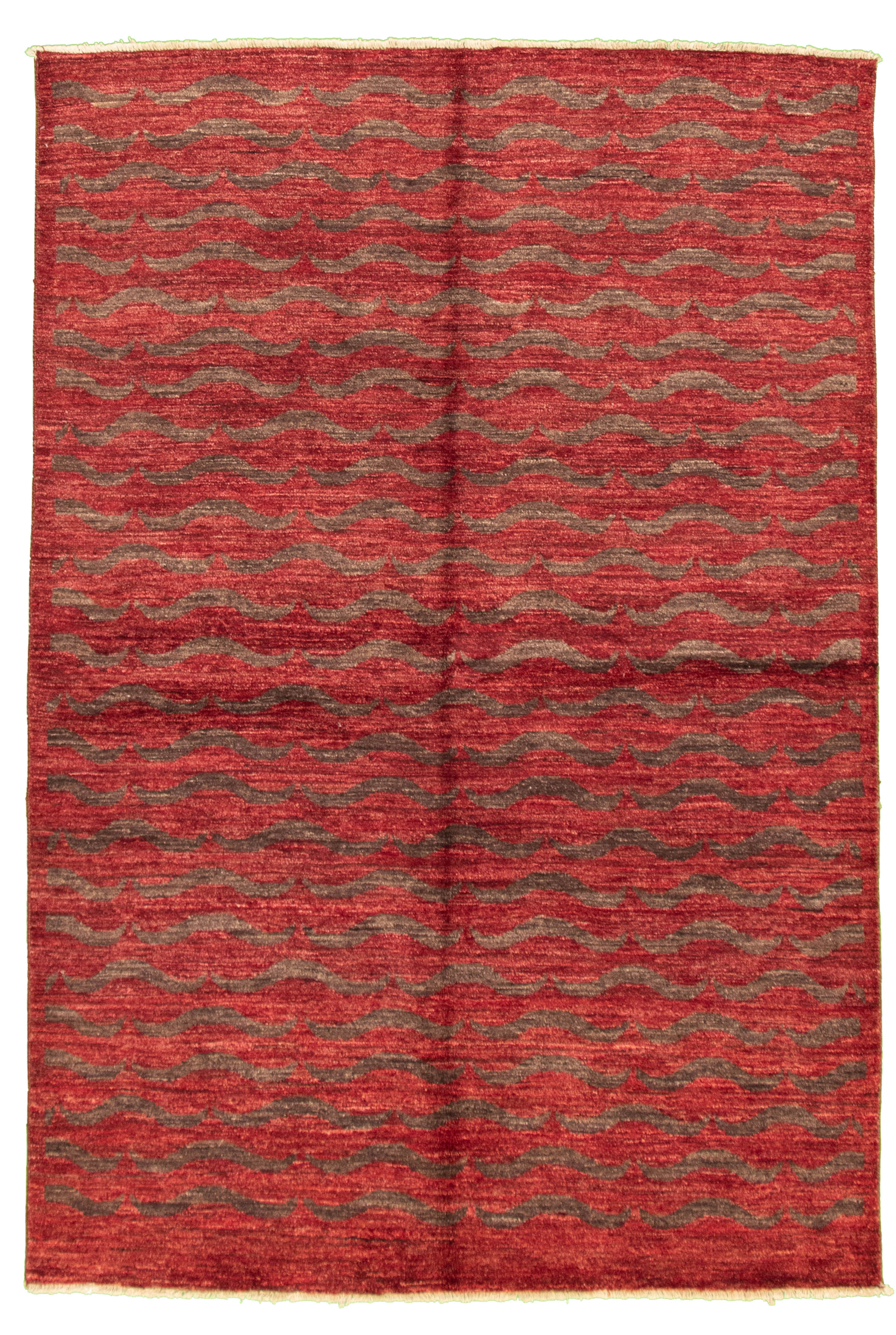 Hand-knotted Peshawar Ziegler Burgundy Wool Rug 5'6" x 8'3" Size: 5'6" x 8'3"  