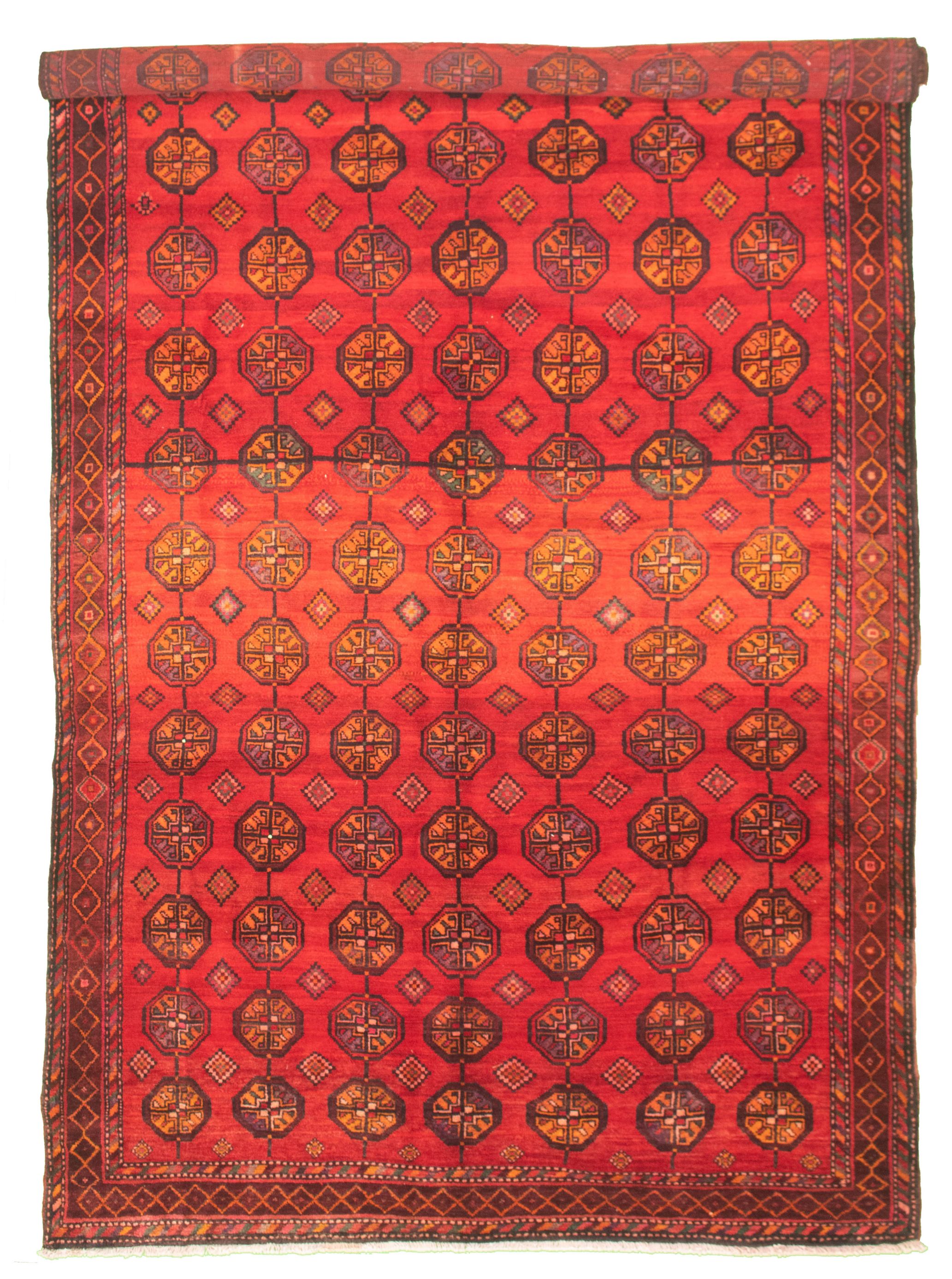 Hand-knotted Shiravan Bokhara Red Wool Rug 6'11" x 12'1" Size: 6'11" x 12'1"  