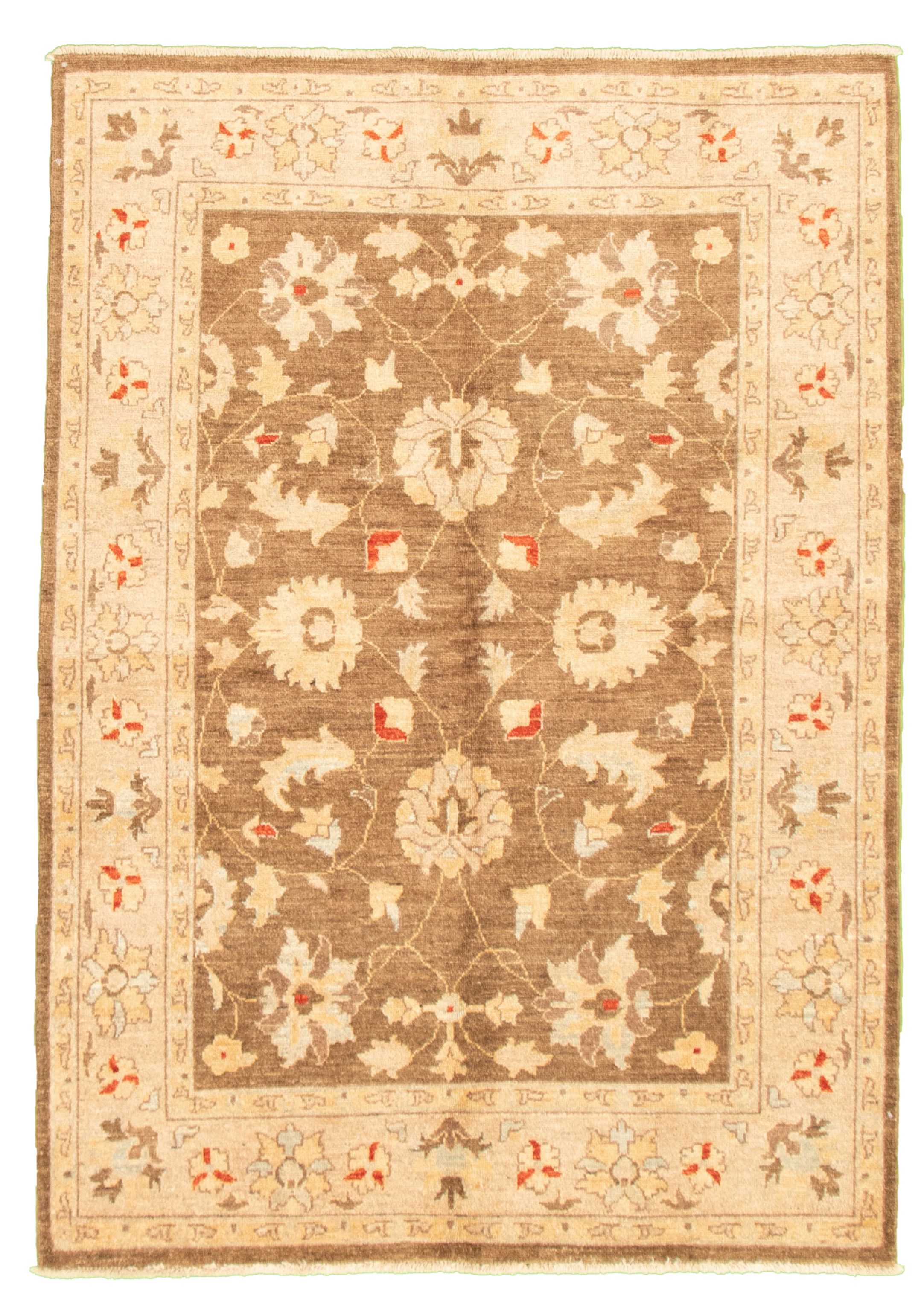 Hand-knotted Peshawar Oushak Brown Wool Rug 4'9" x 6'6" Size: 4'9" x 6'6"  