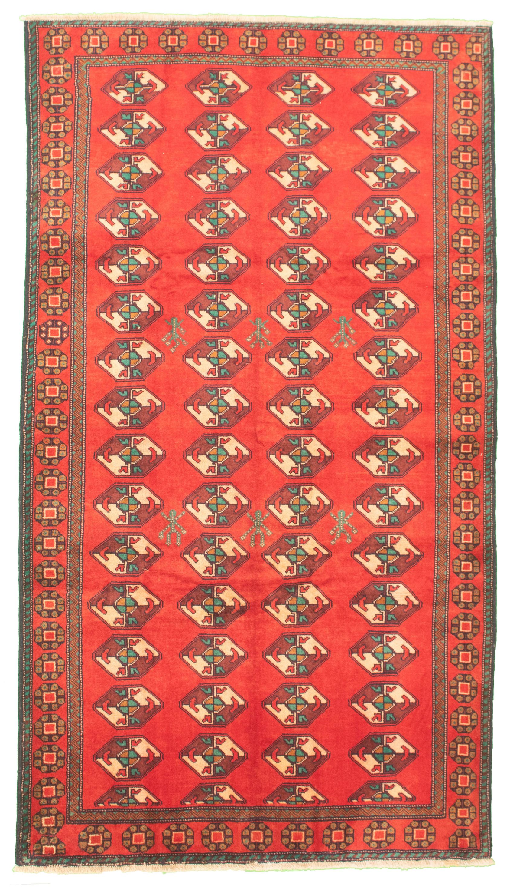 Hand-knotted Shiravan Bokhara Red Wool Rug 5'2" x 9'8" Size: 5'2" x 9'8"  