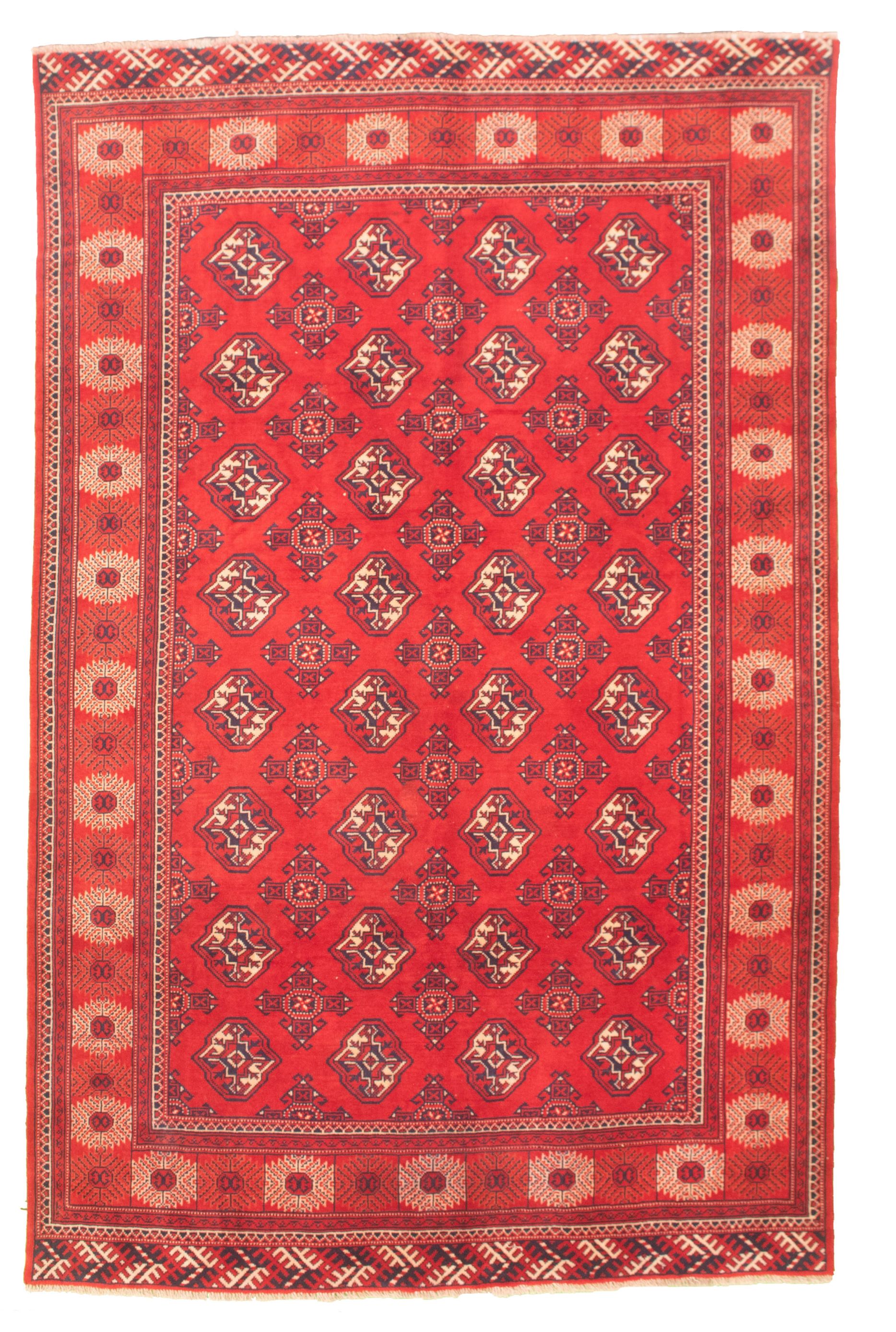 Hand-knotted Shiravan Bokhara Red Wool Rug 6'4" x 6'11" Size: 6'4" x 6'11"  