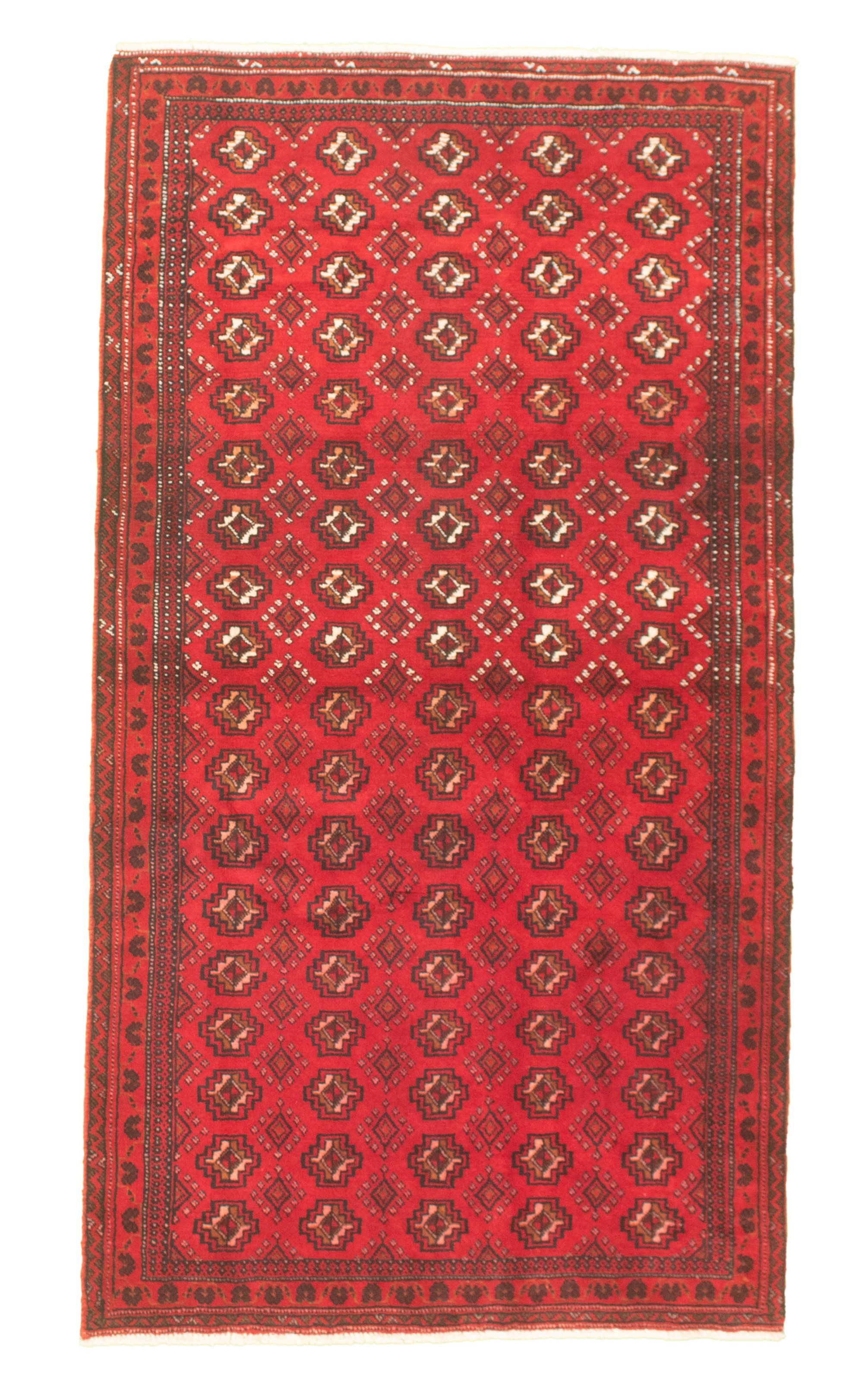 Hand-knotted Shiravan Bokhara Red Wool Rug 3'8" x 6'11" Size: 3'8" x 6'11"  