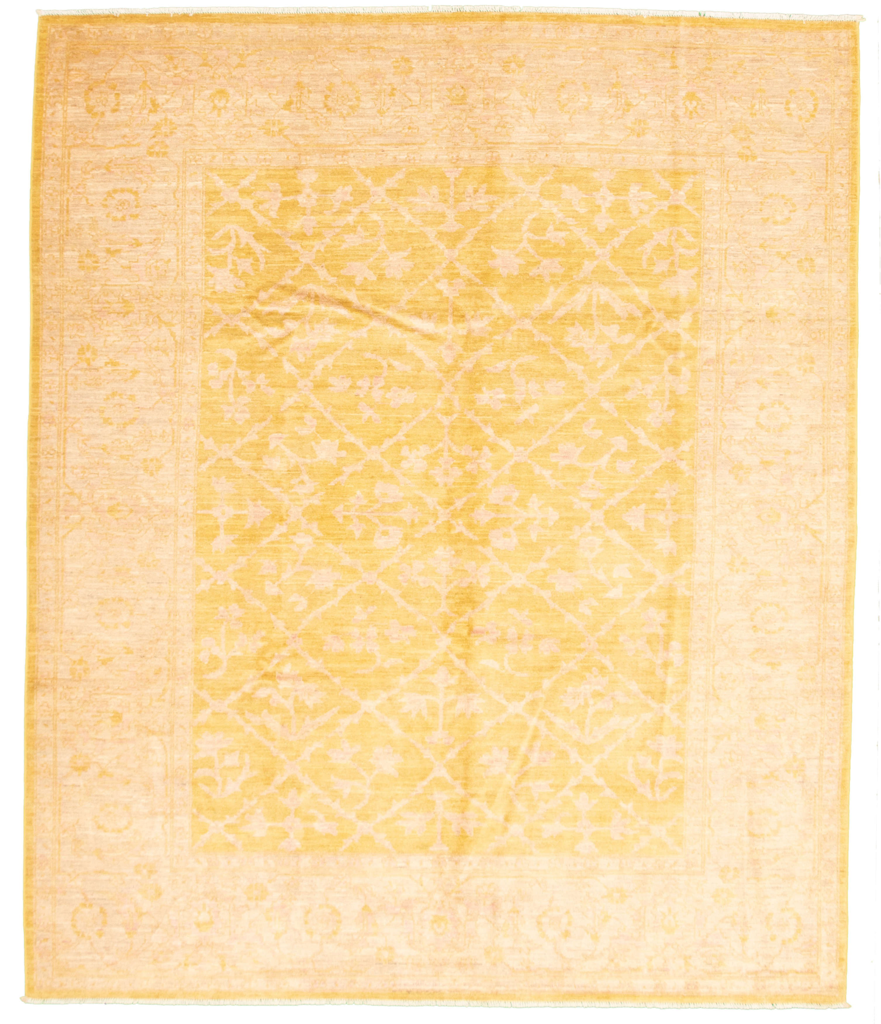 Hand-knotted Peshawar Ziegler Light Gold Wool Rug 8'5" x 10'1" Size: 8'5" x 10'1"  