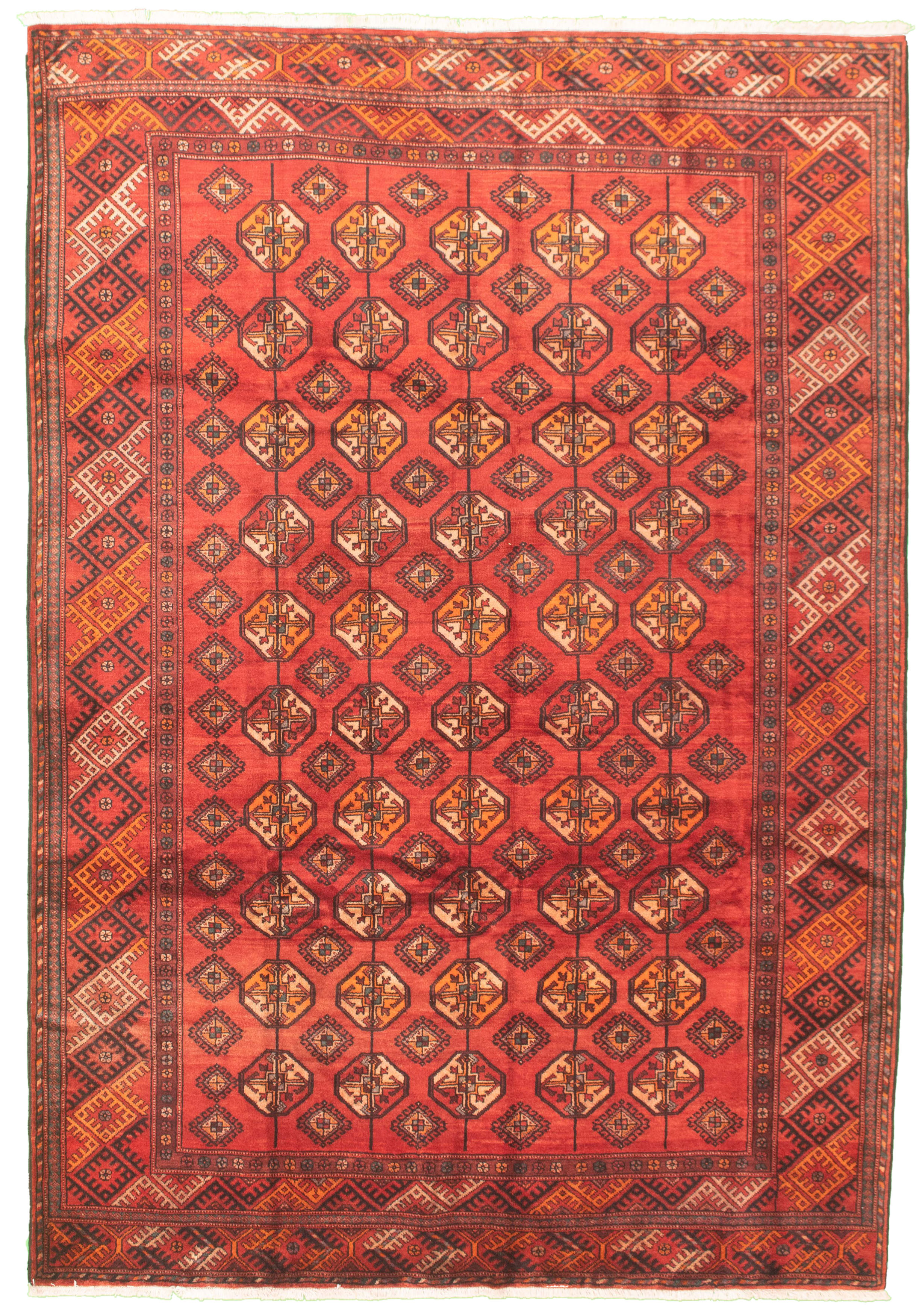 Hand-knotted Shiravan Bokhara Red Wool Rug 6'8" x 9'10" Size: 6'8" x 9'10"  