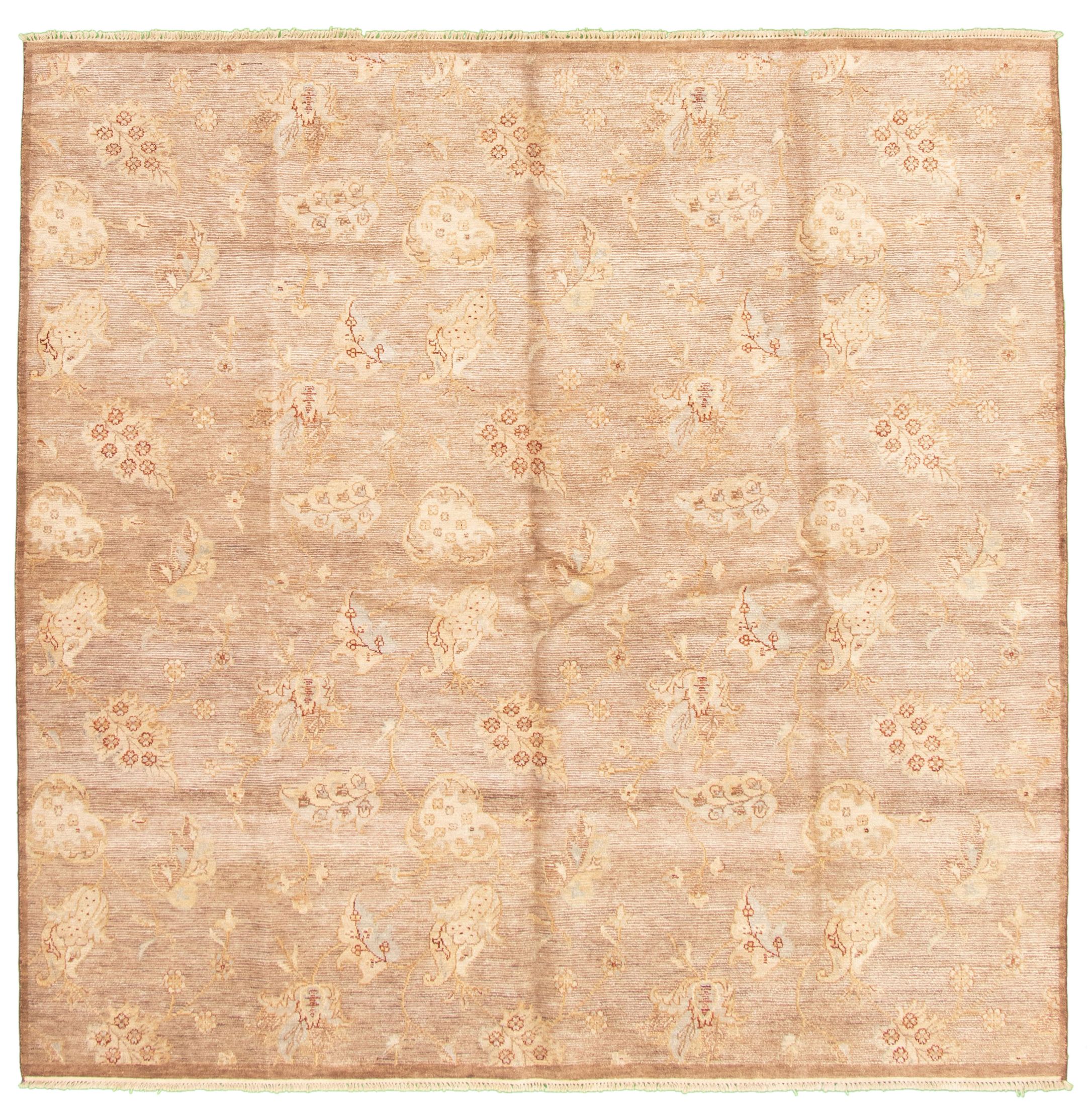 Hand-knotted Harrir Select Brown Wool/Silk Rug 7'9" x 8'0" Size: 7'9" x 8'0"  