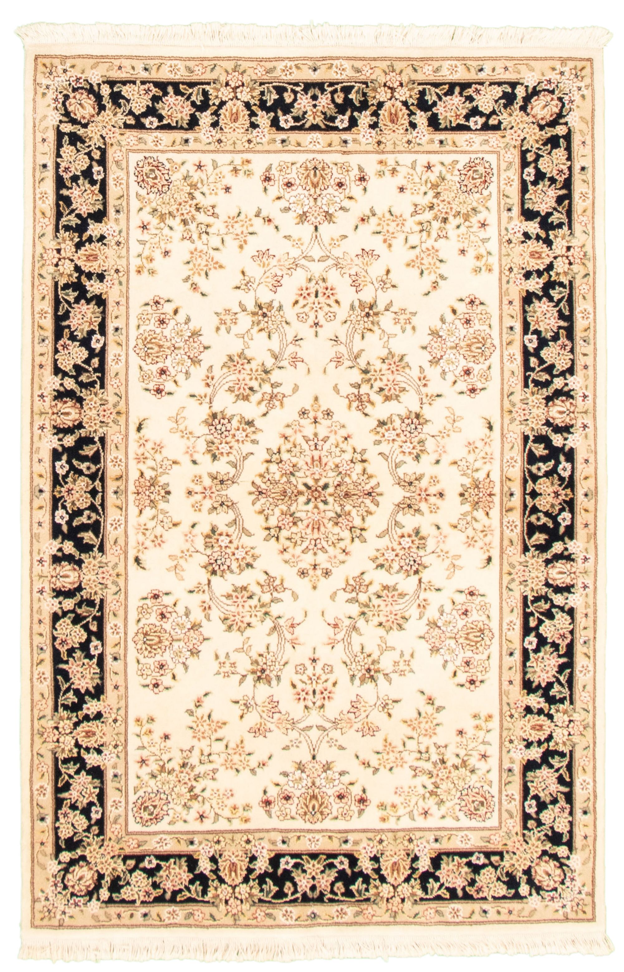 Hand-knotted Sino Persian 180L Cream Wool/Silk Rug 4'0" x 6'0"  Size: 4'0" x 6'0"  