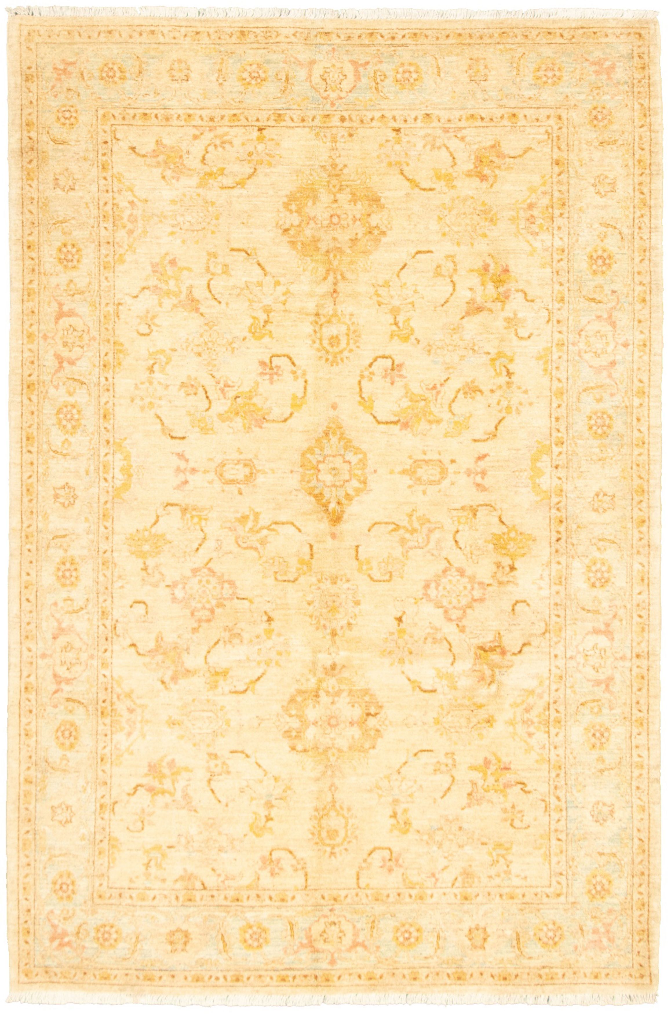 Hand-knotted Chobi Finest Ivory Wool Rug 6'1" x 9'2"  Size: 6'1" x 9'2"  