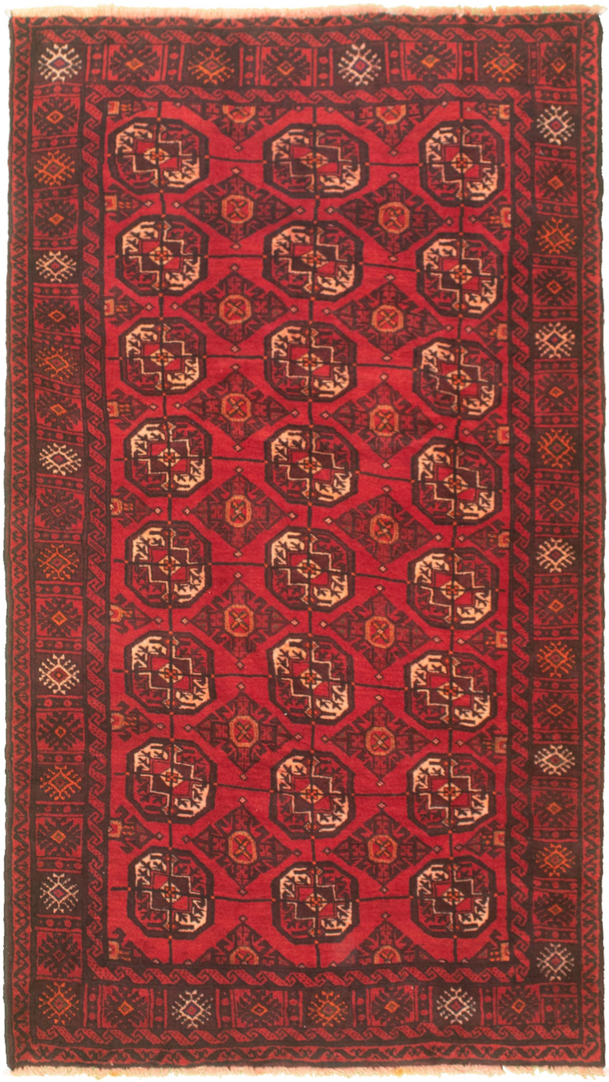 Hand-knotted Shiravan Bokhara Red Wool Rug 4'4" x 7'10" Size: 4'4" x 7'10"  