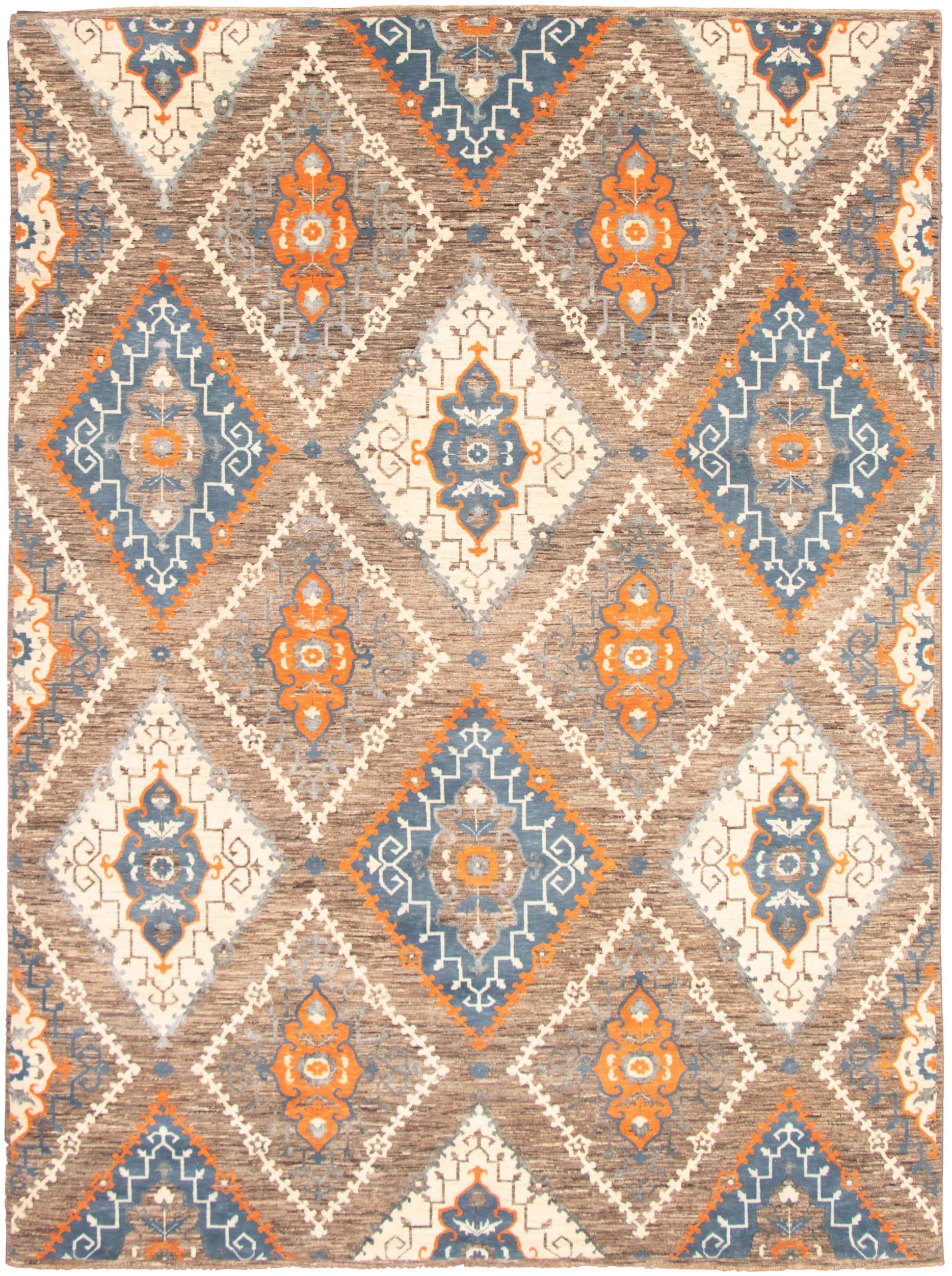 Hand-knotted Signature Collection Brown  Rug 9'3" x 12'5" Size: 9'3" x 12'5"  