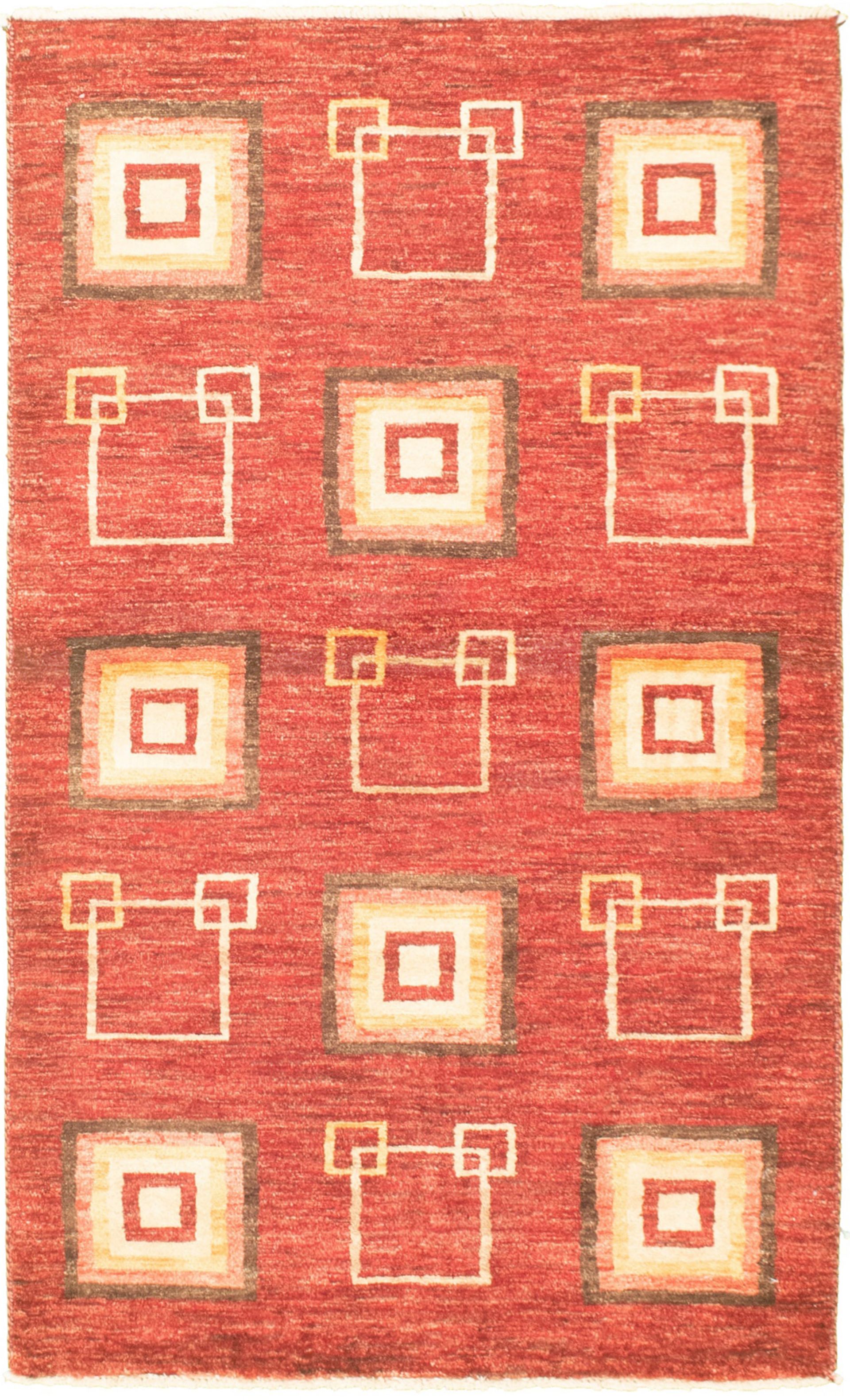 Hand-knotted Peshawar Ziegler Red Wool Rug 3'1" x 5'2" Size: 3'1" x 5'2"  