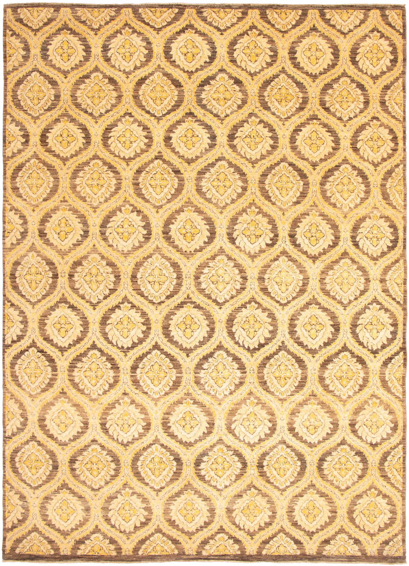 Hand-knotted Signature Collection Dark Brown, Light Gold  Rug 10'1" x 13'11" Size: 10'1" x 13'11"  