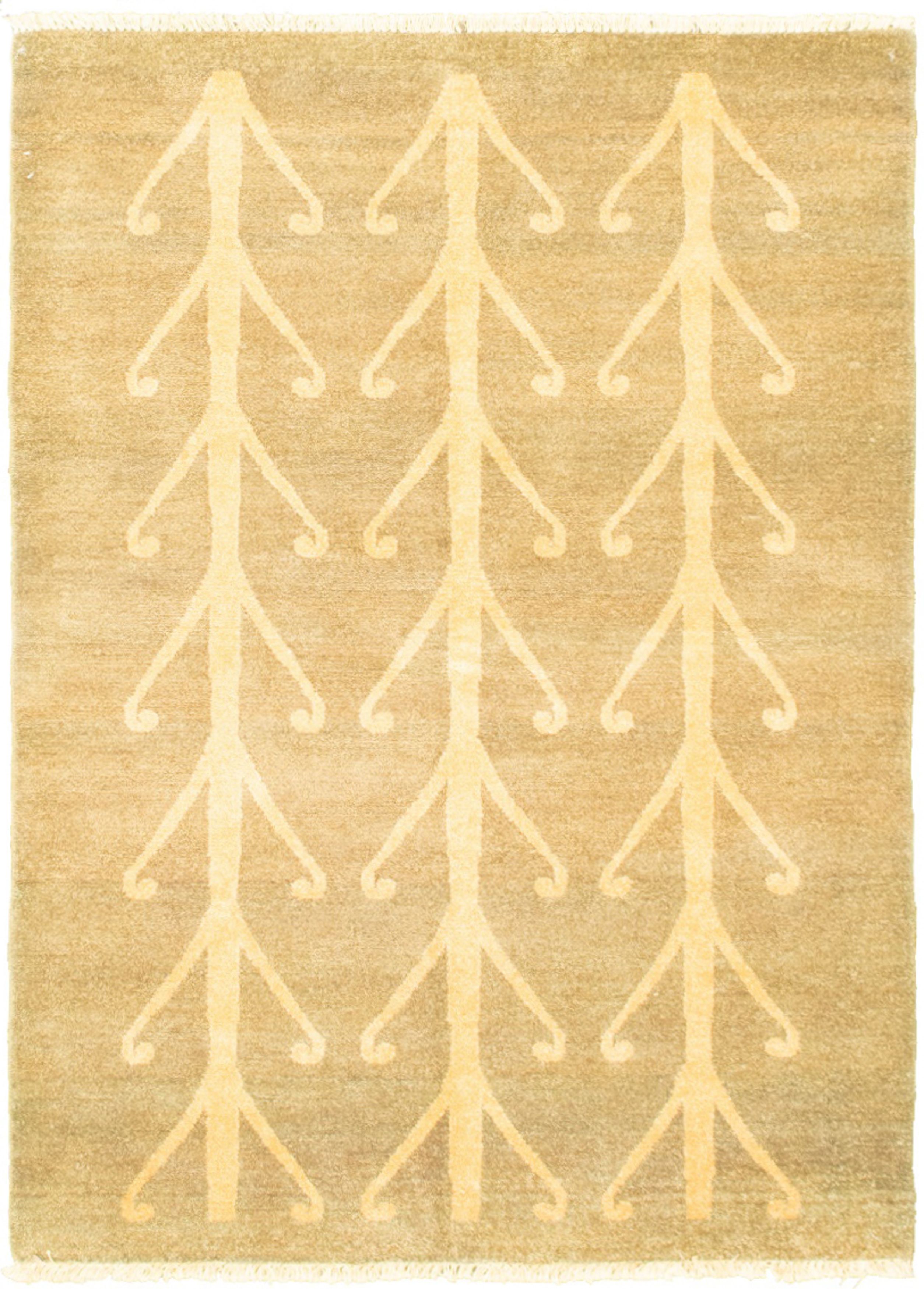 Hand-knotted Peshawar Ziegler Olive Wool Rug 4'2" x 5'10" Size: 4'2" x 5'10"  