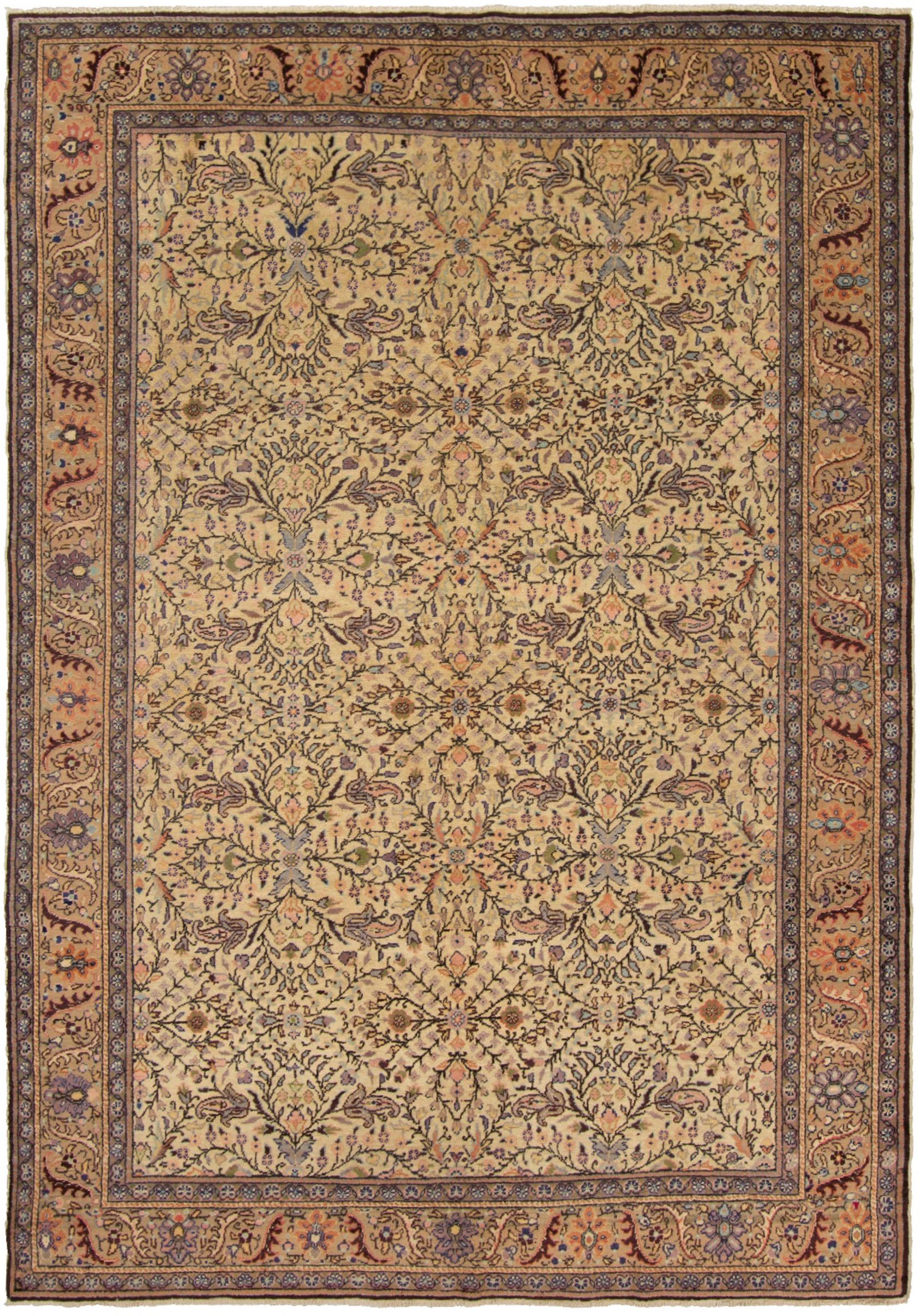 Hand-knotted Keisari Vintage Brown, Ivory  Rug 6'6" x 9'5" Size: 6'6" x 9'5"  