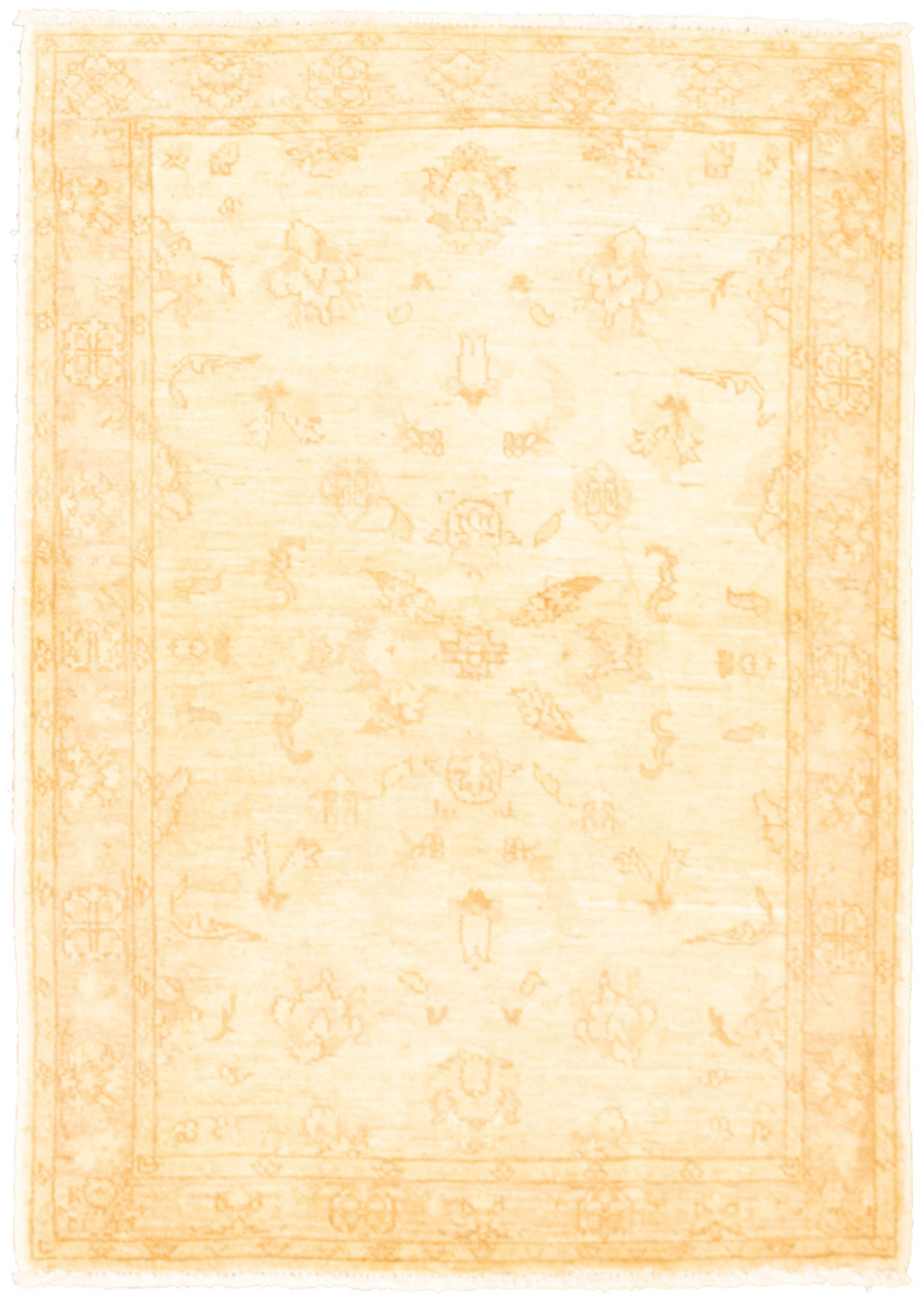 Hand-knotted Chobi Finest Tan Wool Rug 3'4" x 4'10" Size: 3'4" x 4'10"  
