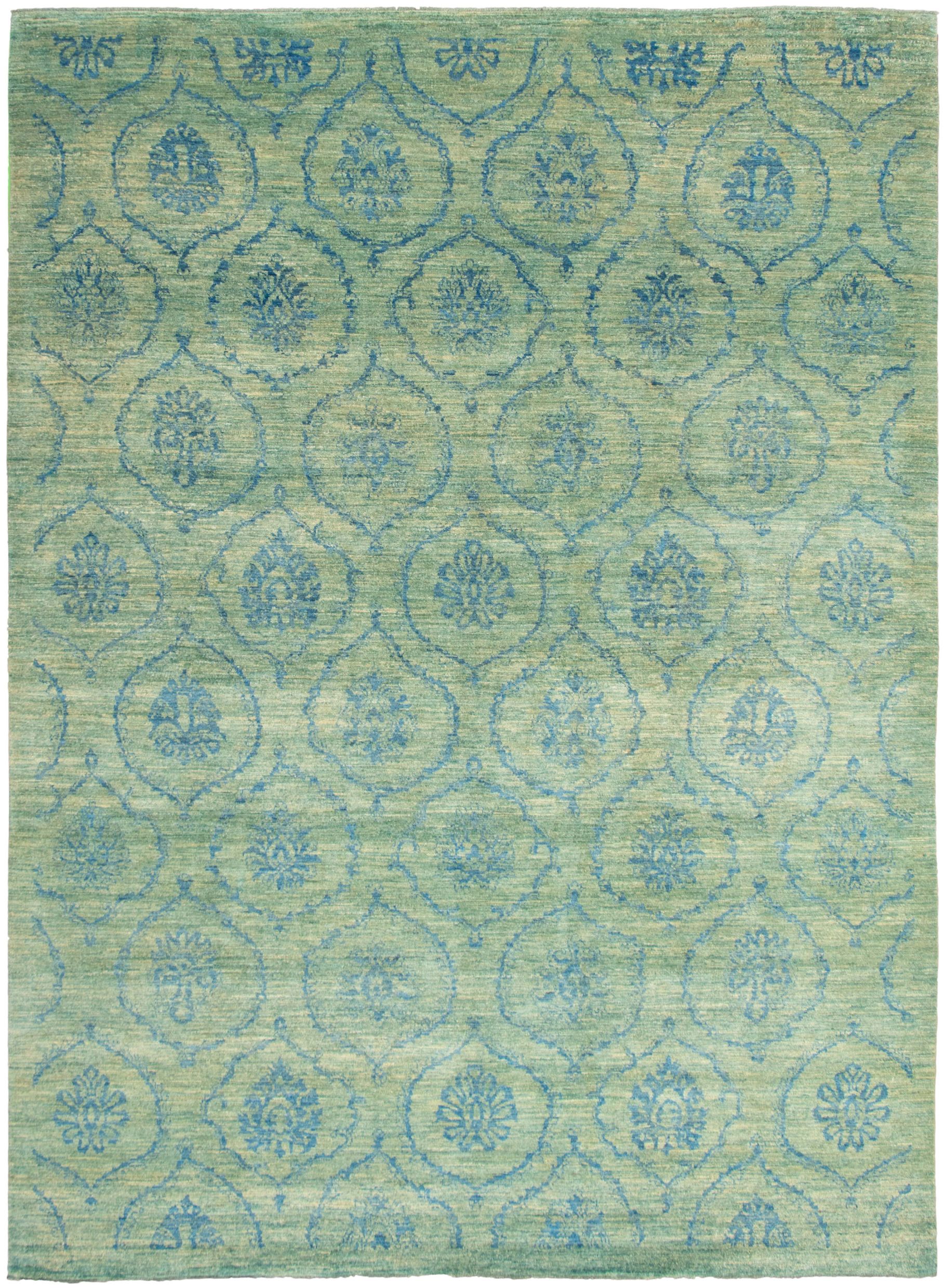 Hand-knotted Signature Collection Light Green  Rug 9'1" x 12'5" Size: 9'1" x 12'5"  