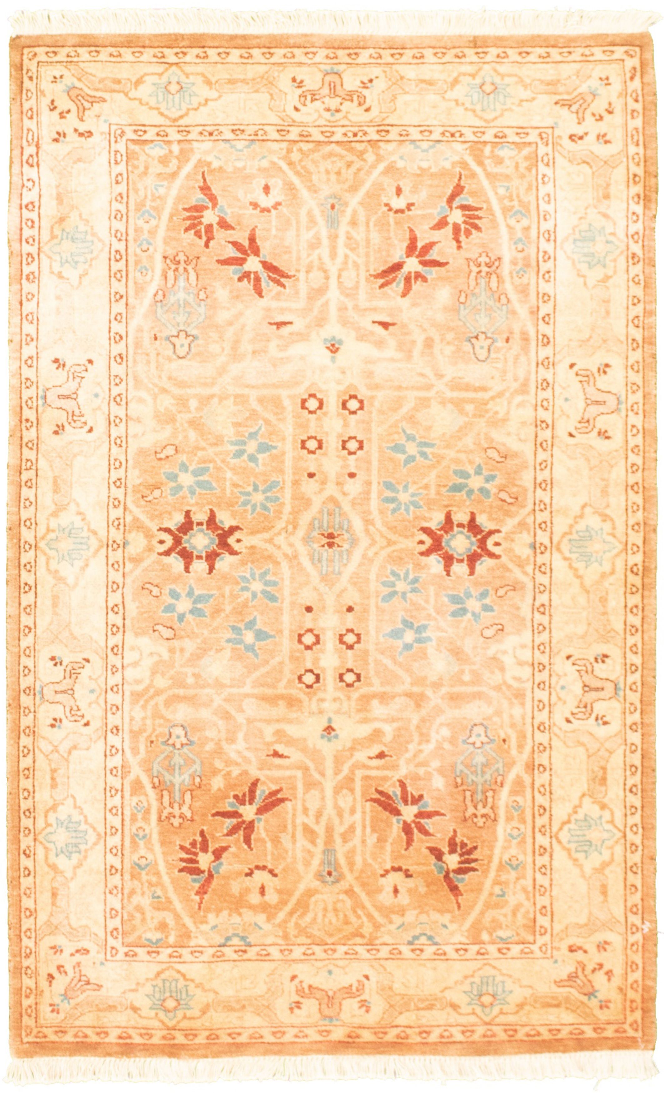 Hand-knotted Peshawar Ziegler Copper Wool Rug 3'2" x 5'1" Size: 3'2" x 5'1"  