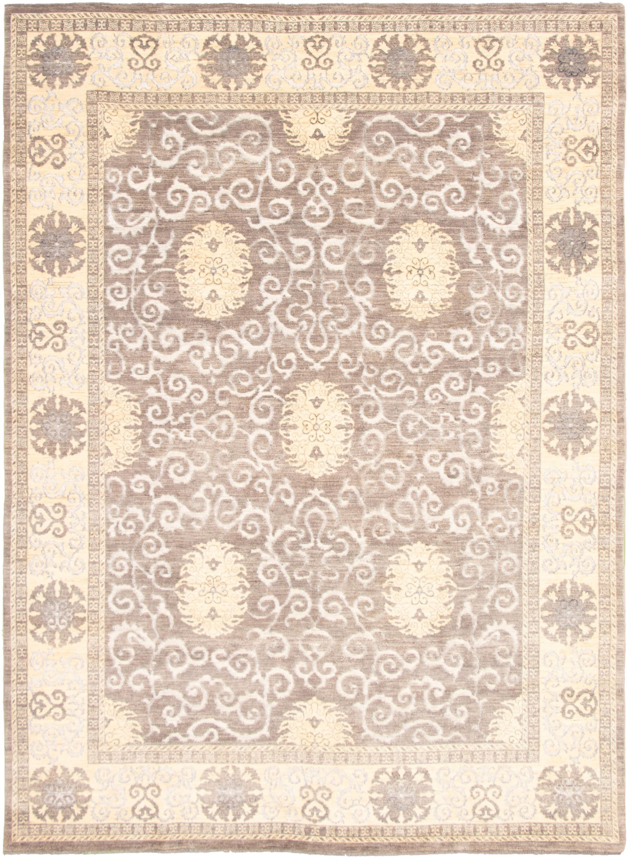 Hand-knotted Peshawar Finest Grey  Rug 9'0" x 12'3" Size: 9'0" x 12'3"  