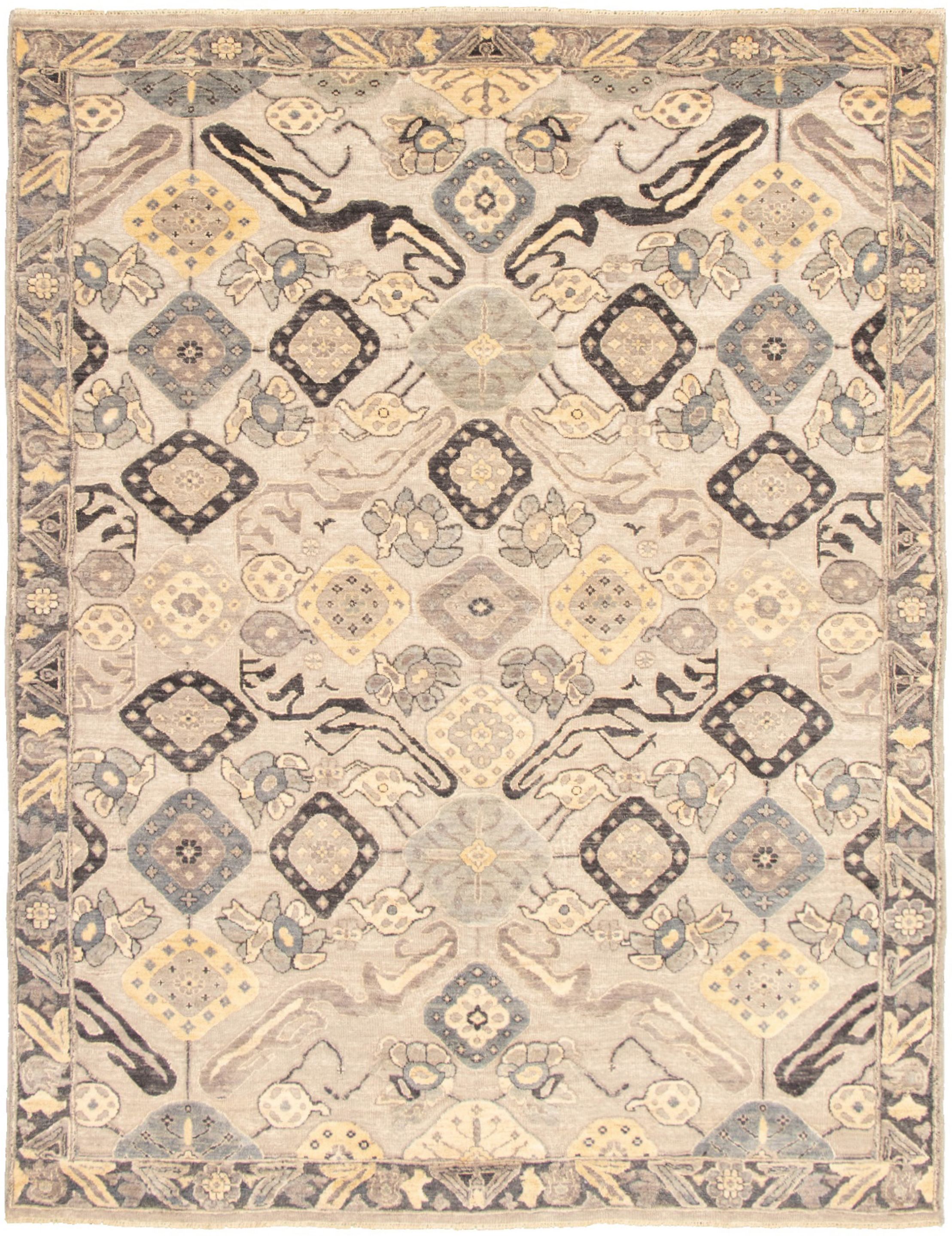 Hand-knotted Signature Collection Light Grey  Rug 7'11" x 10'3" Size: 7'11" x 10'3"  