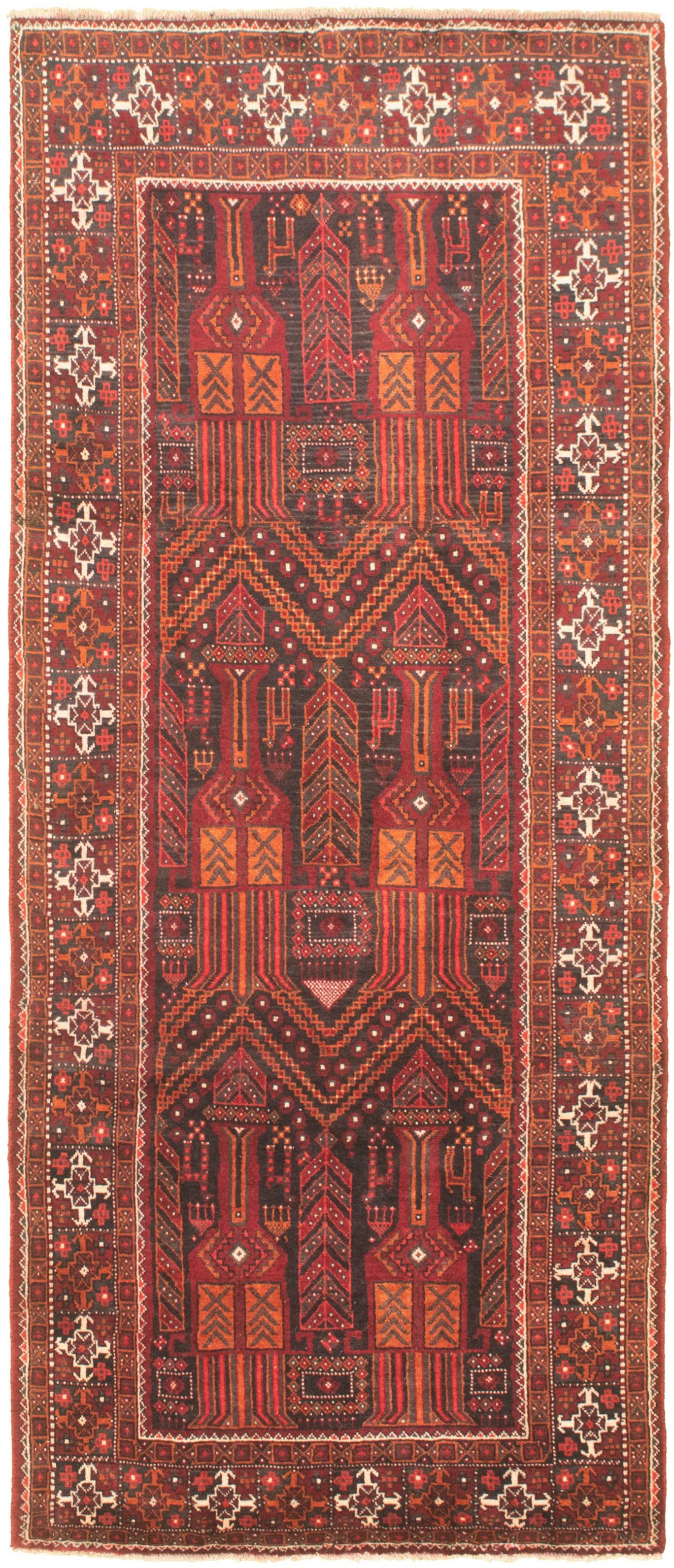 Hand-knotted Authentic Turkish Red Wool Rug 3'9" x 9'2" Size: 3'9" x 9'2"  