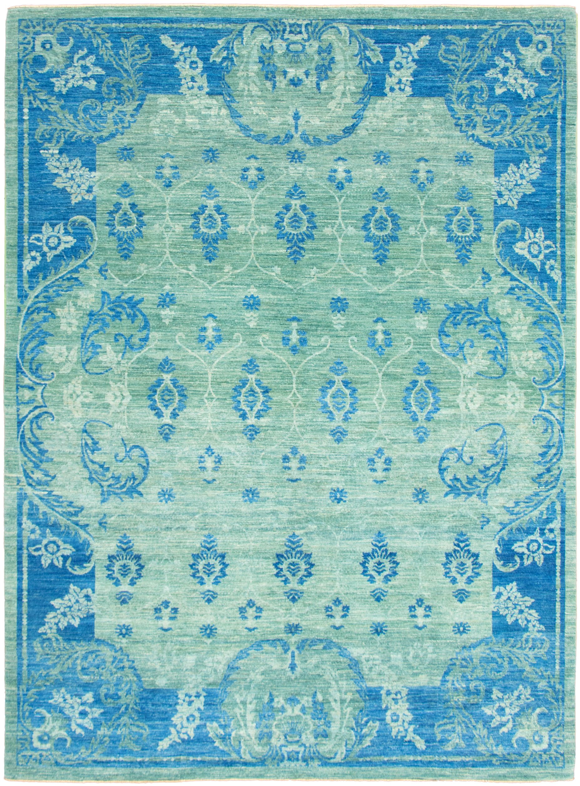 Hand-knotted Signature Collection Teal  Rug 9'1" x 12'3" Size: 9'1" x 12'3"  