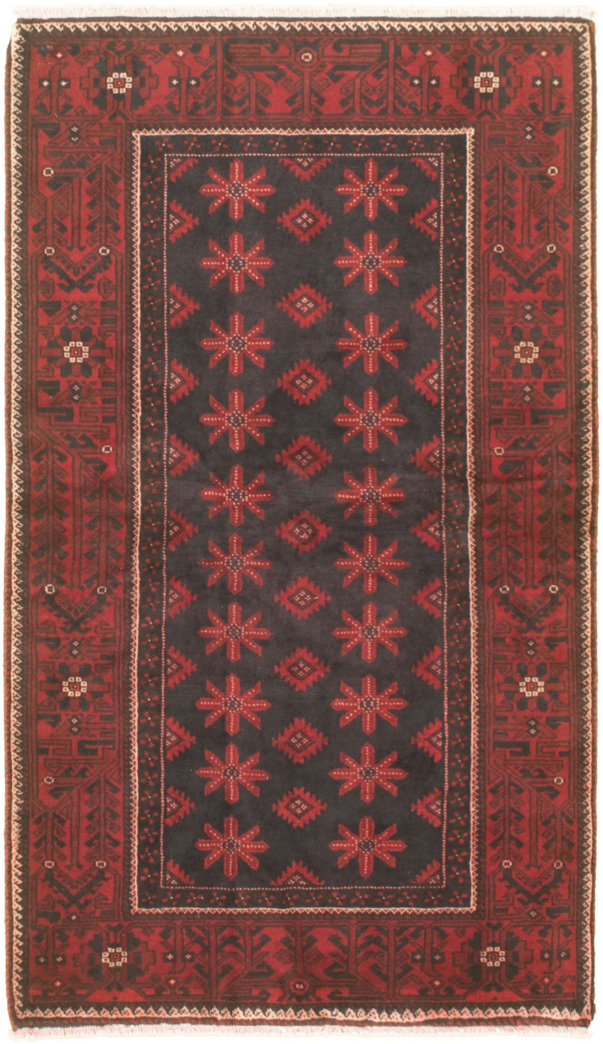 Hand-knotted Authentic Turkish Burgundy Wool Rug 3'5" x 6'0" Size: 3'5" x 6'0"  