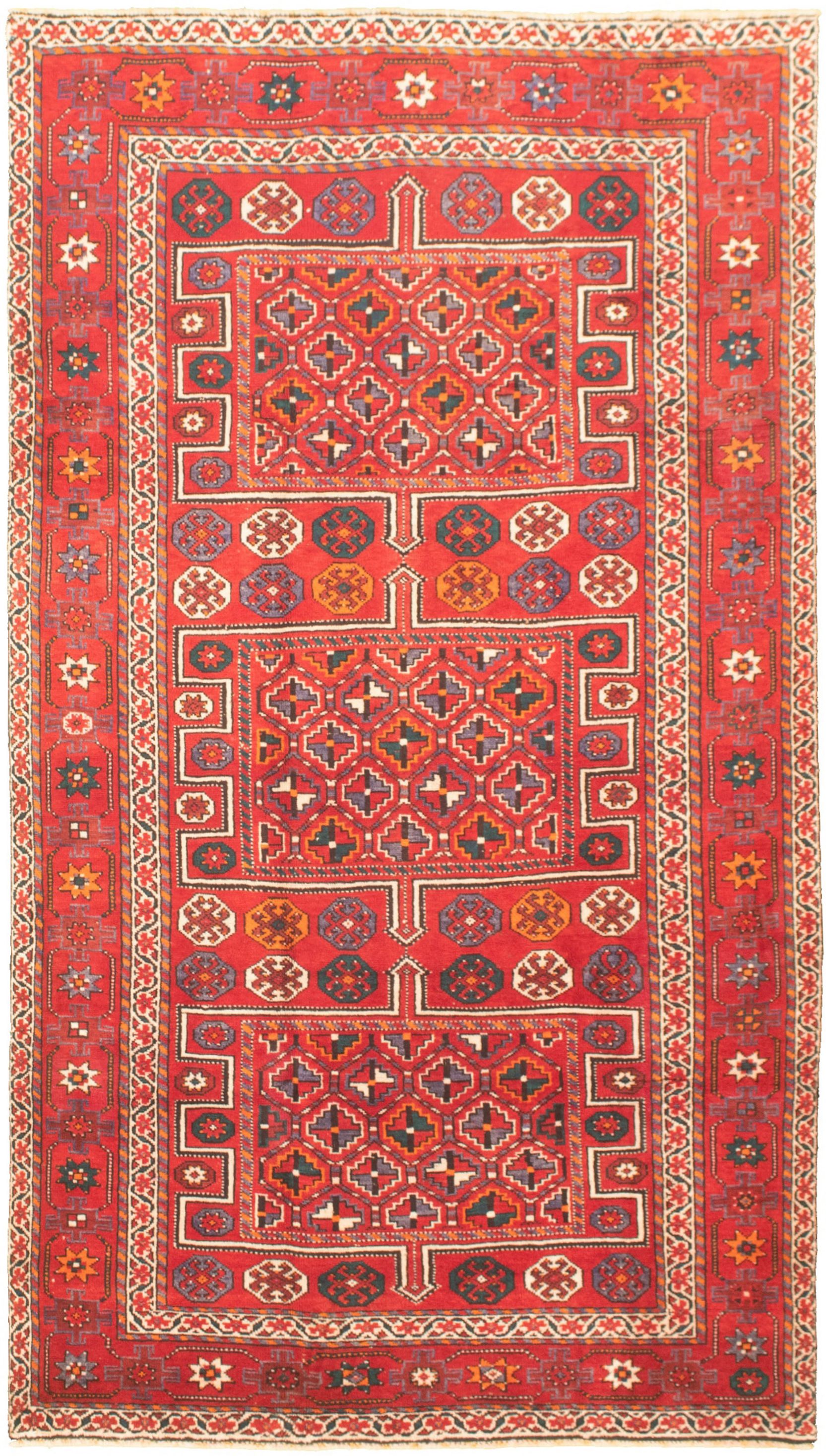 Hand-knotted Authentic Turkish Red Wool Rug 4'11" x 8'11" Size: 4'11" x 8'11"  