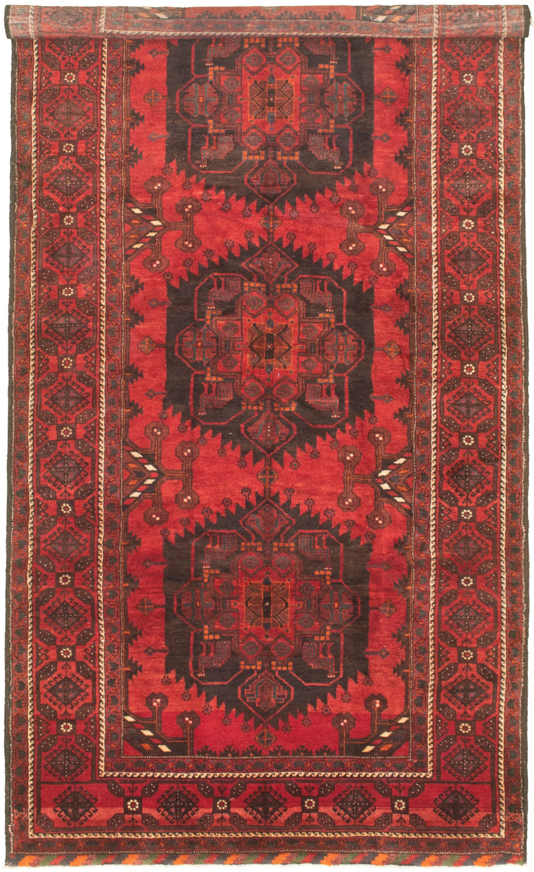 Hand-knotted Authentic Turkish Red Wool Rug 5'3" x 10'4"  Size: 5'3" x 10'4"  