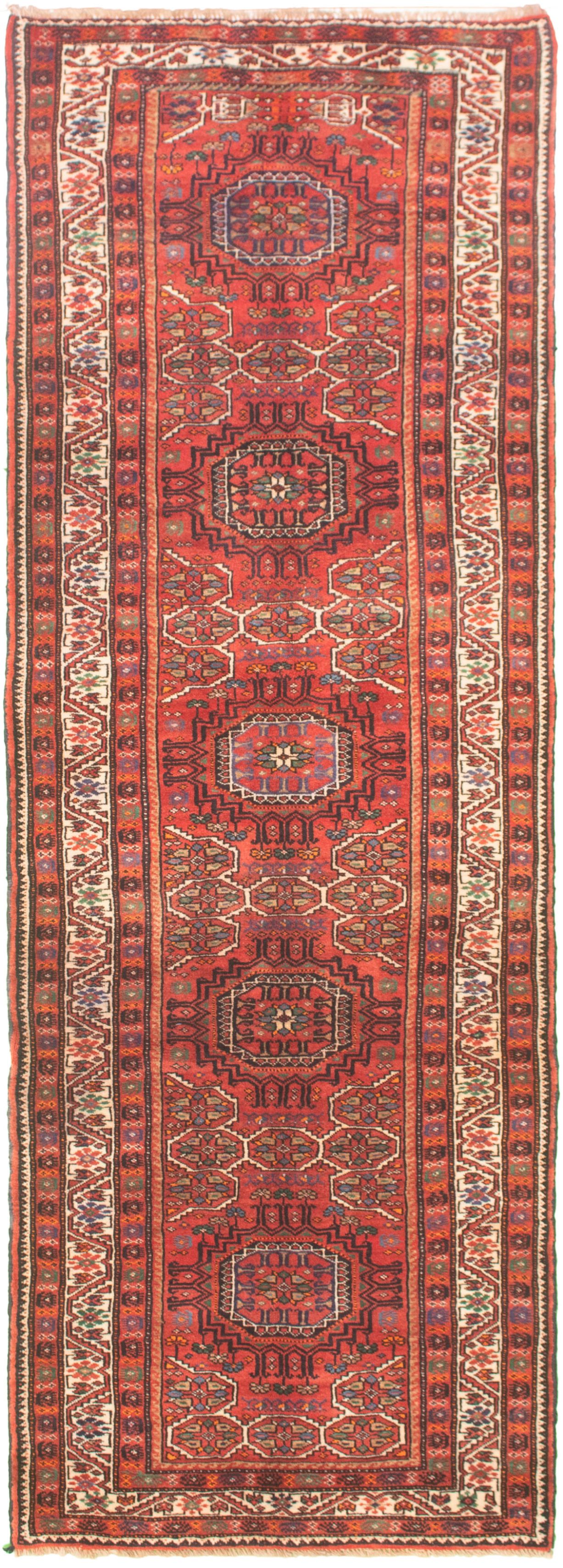 Hand-knotted Authentic Turkish Red Wool Rug 3'5" x 10'0" Size: 3'5" x 10'0"  