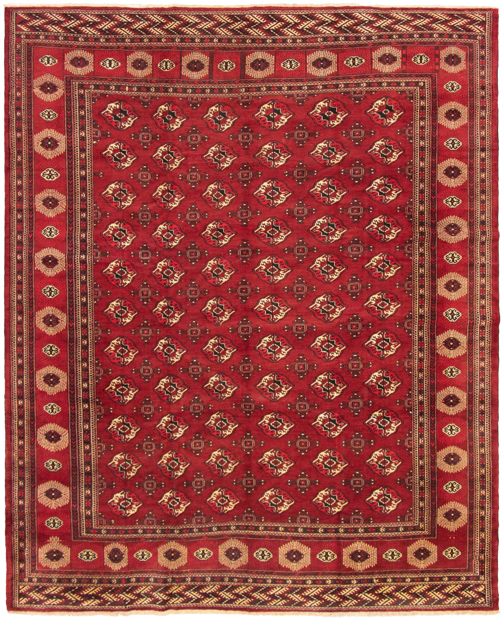 Hand-knotted Shiravan Bokhara Dark Red Wool Rug 10'2" x 12'6" Size: 10'2" x 12'6"  