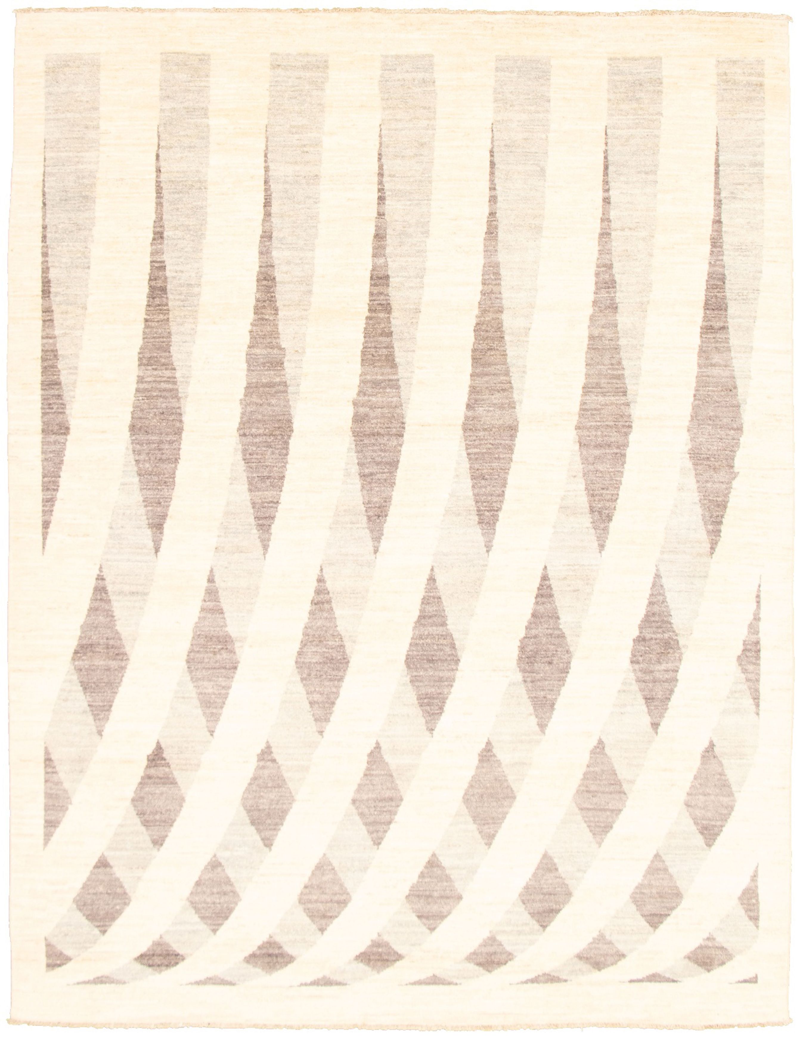 Hand-knotted Abstract Lahore Legacy Grey, Ivory Rug 7