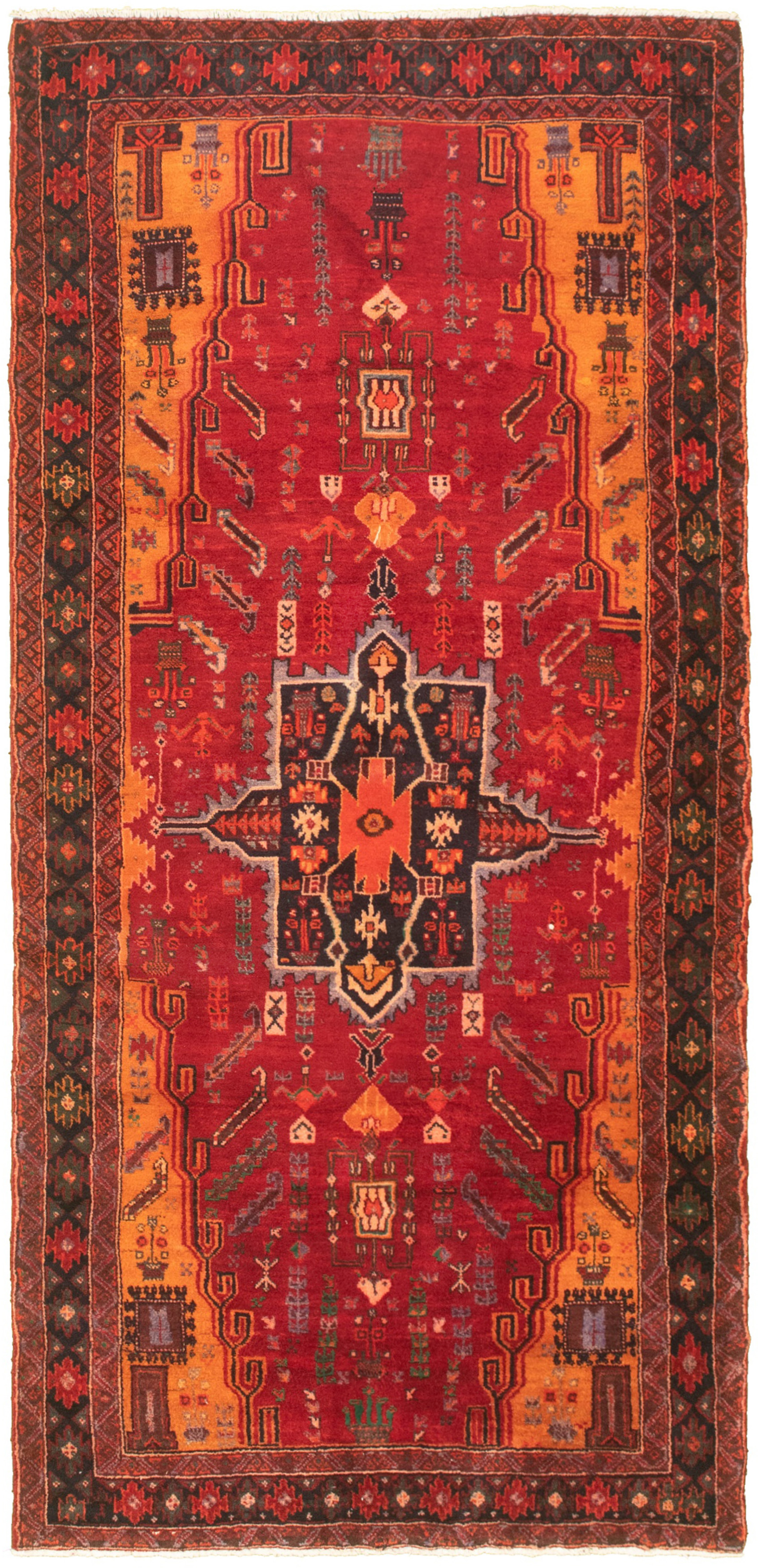 Hand-knotted Authentic Turkish Red Wool Rug 3'7" x 8'2" Size: 3'7" x 8'2"  