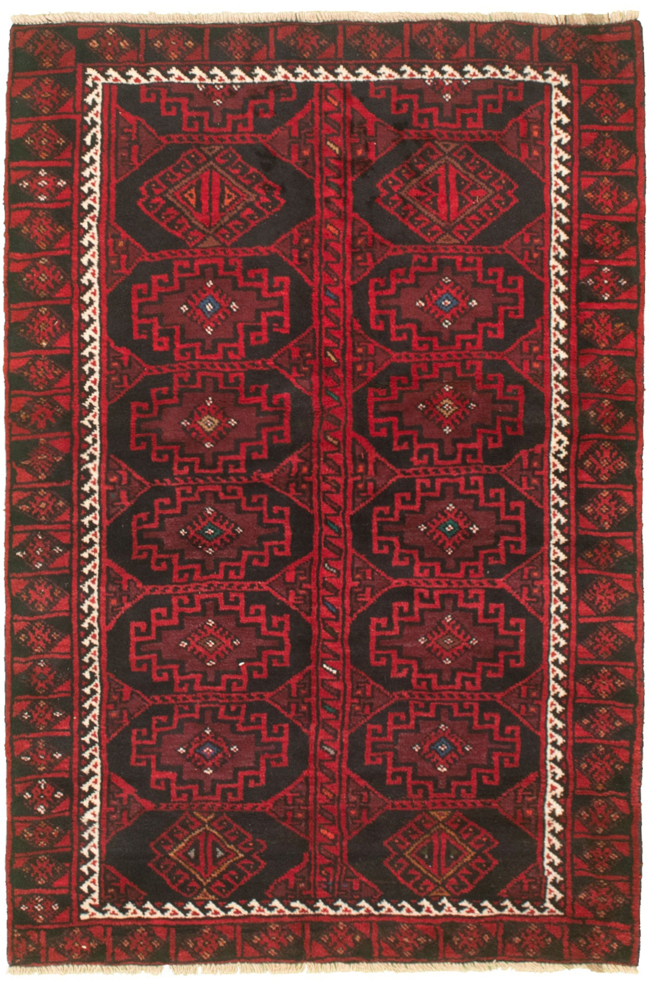 Hand-knotted Authentic Turkish Red Wool Rug 3'8" x 5'8" Size: 3'8" x 5'8"  