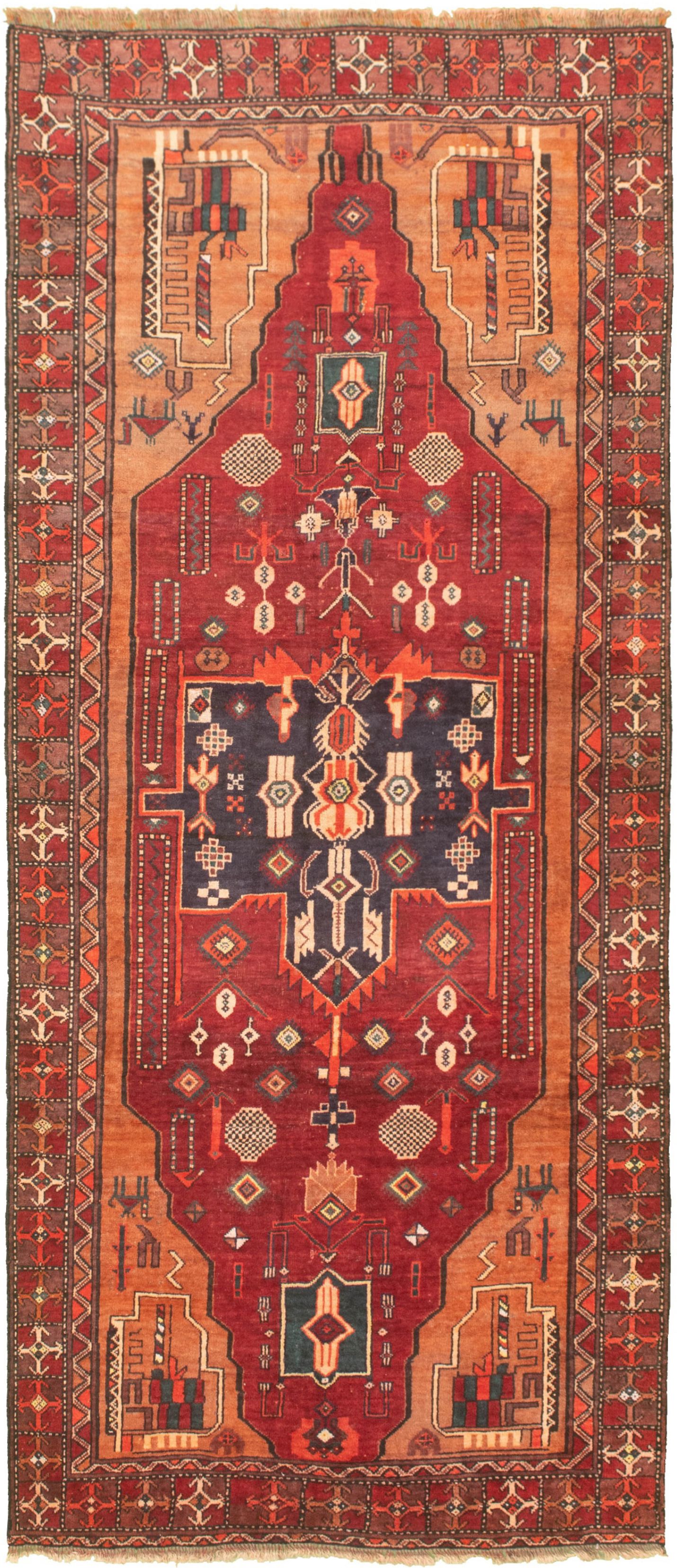 Hand-knotted Authentic Turkish Red Wool Rug 3'10" x 9'1" Size: 3'10" x 9'1"  