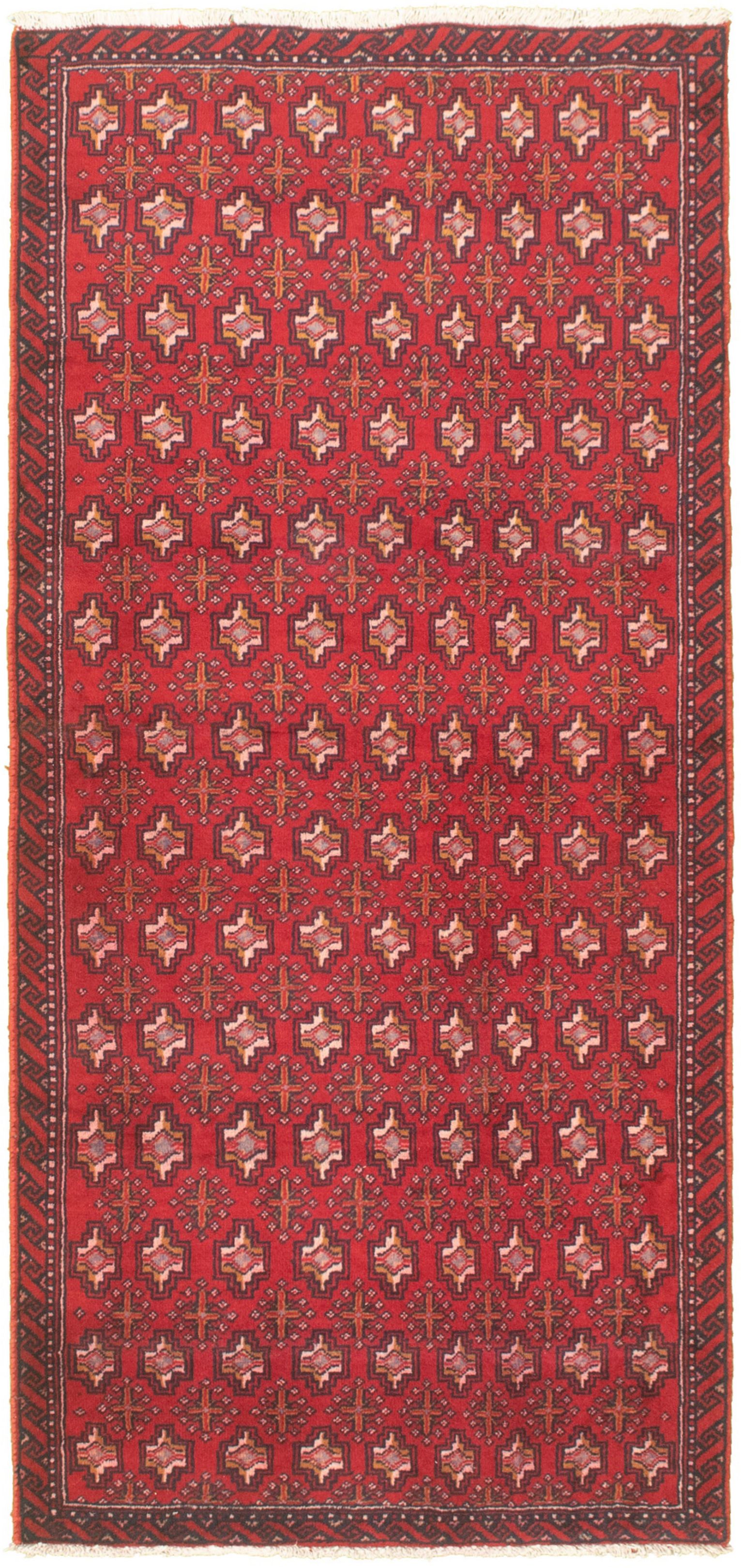 Hand-knotted Shiravan Bokhara Red Wool Rug 3'0" x 6'9" Size: 3'0" x 6'9"  